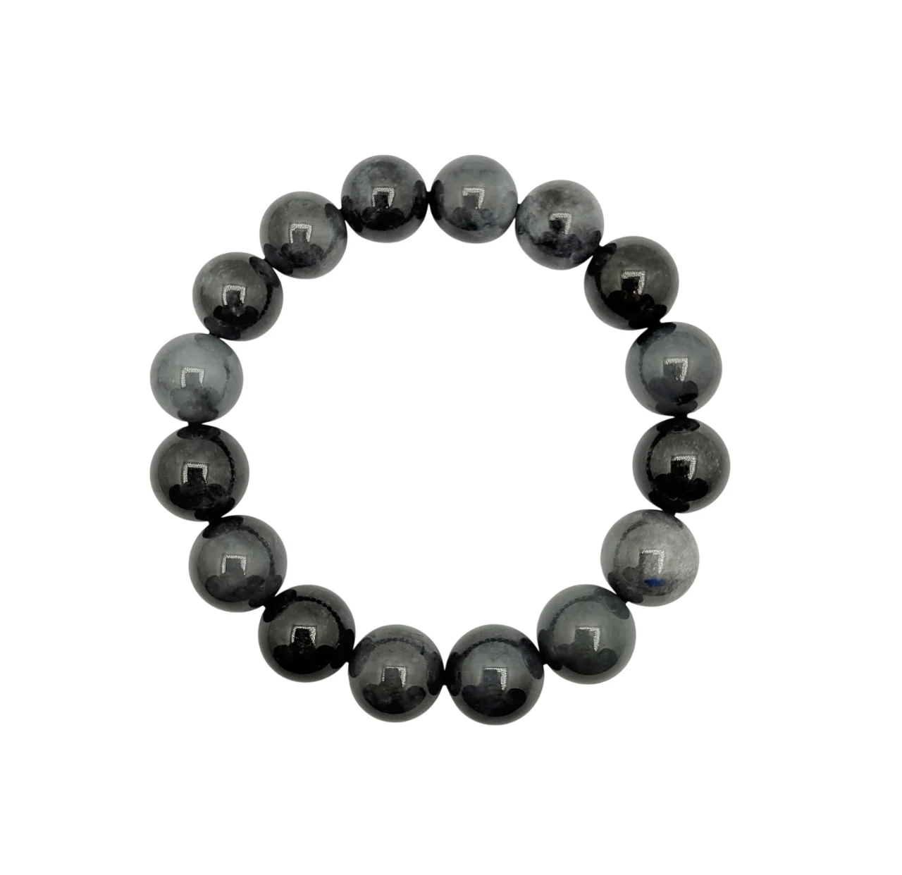 Black Jadeite Jade Beads Bracelet (Large)