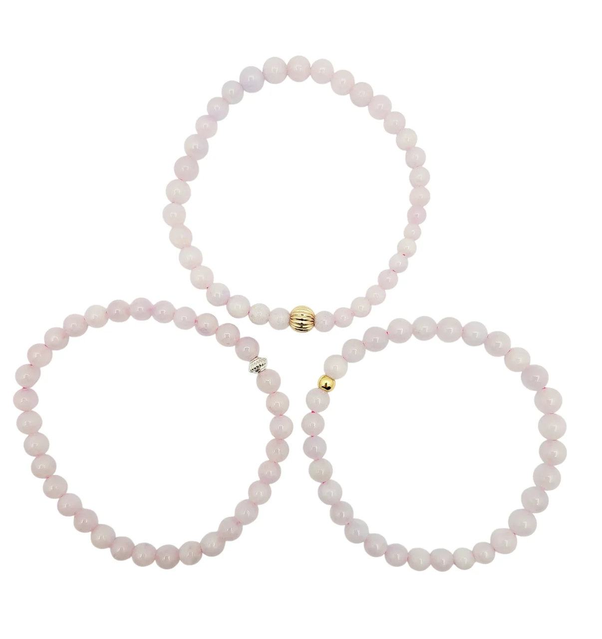 Silver Light Lavender Jadeite Jade Beads Bracelet (Small)