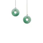 Silver Icy or Light Green or Light Lavender Jadeite Jade Donut Earrings
