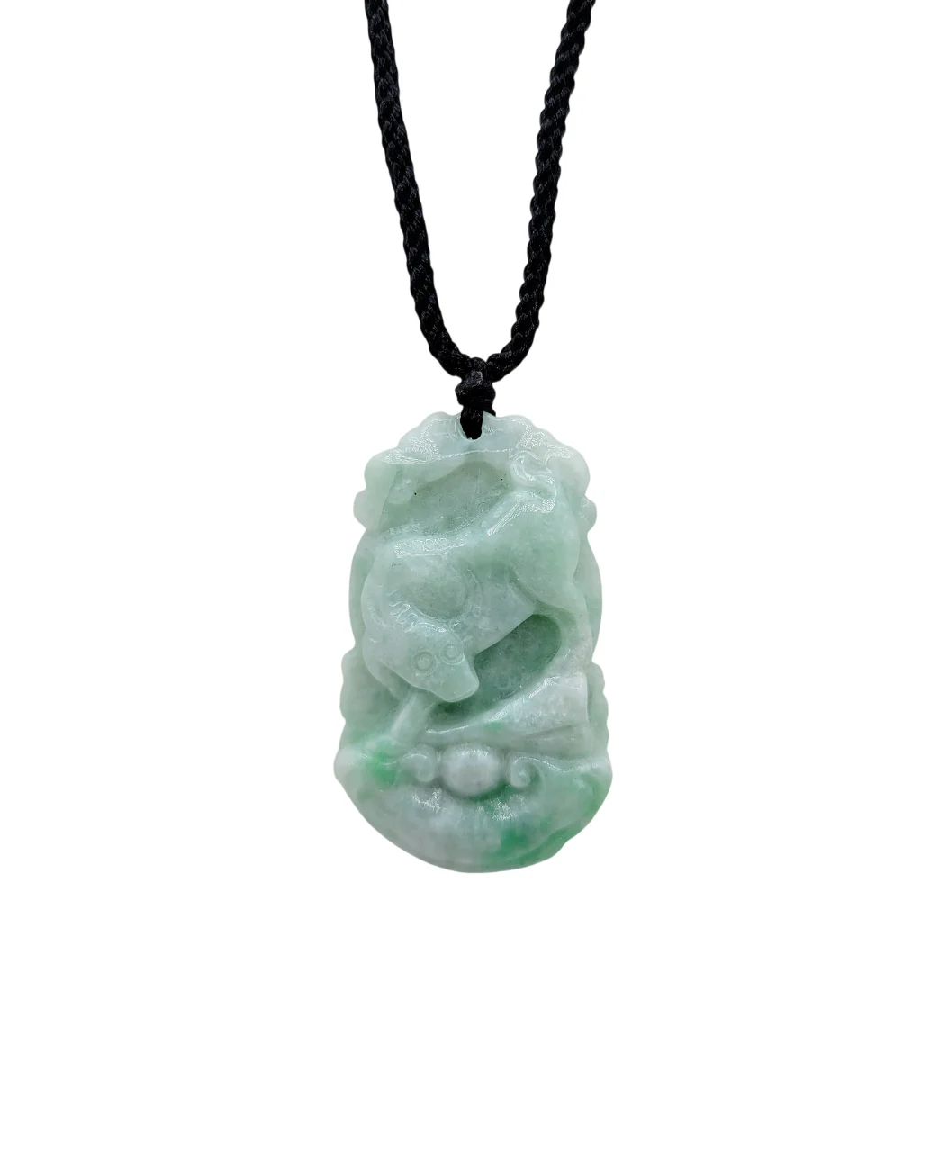 White With Green Patches OX Jadeite Jade Pendant