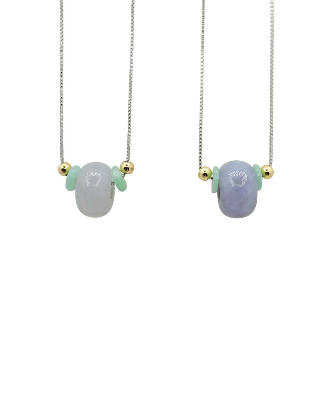 Silver Light Purple or Light Green Donut Jadeite Jade Pendant
