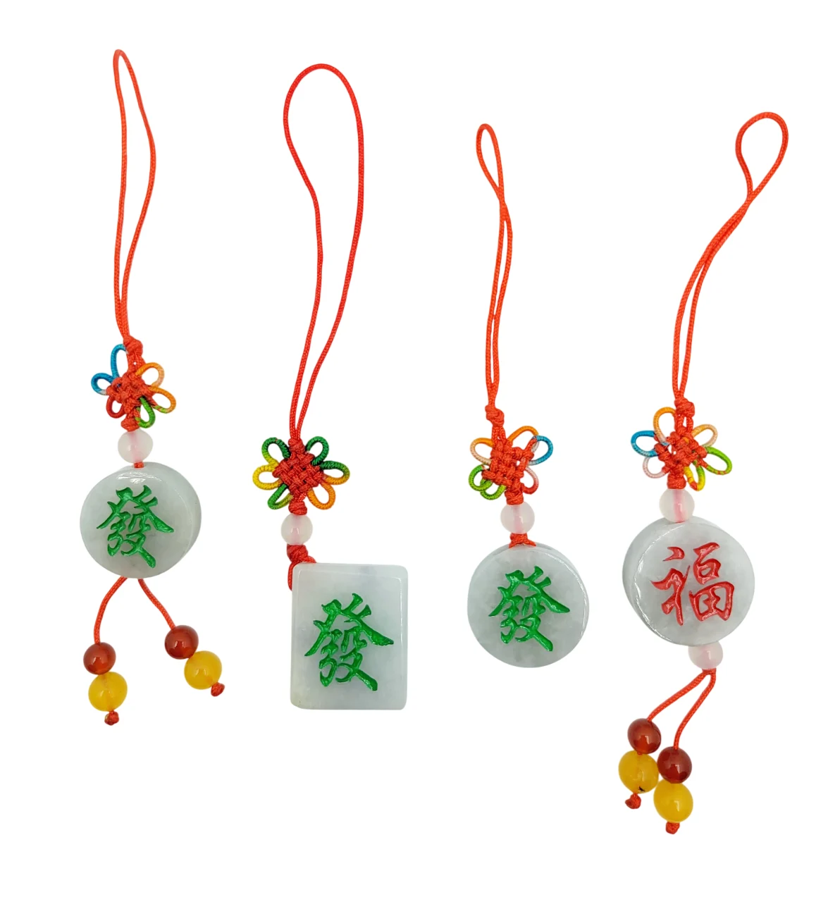 Hand Carved Rich or Blessing Jadeite Jade Lucky Charm