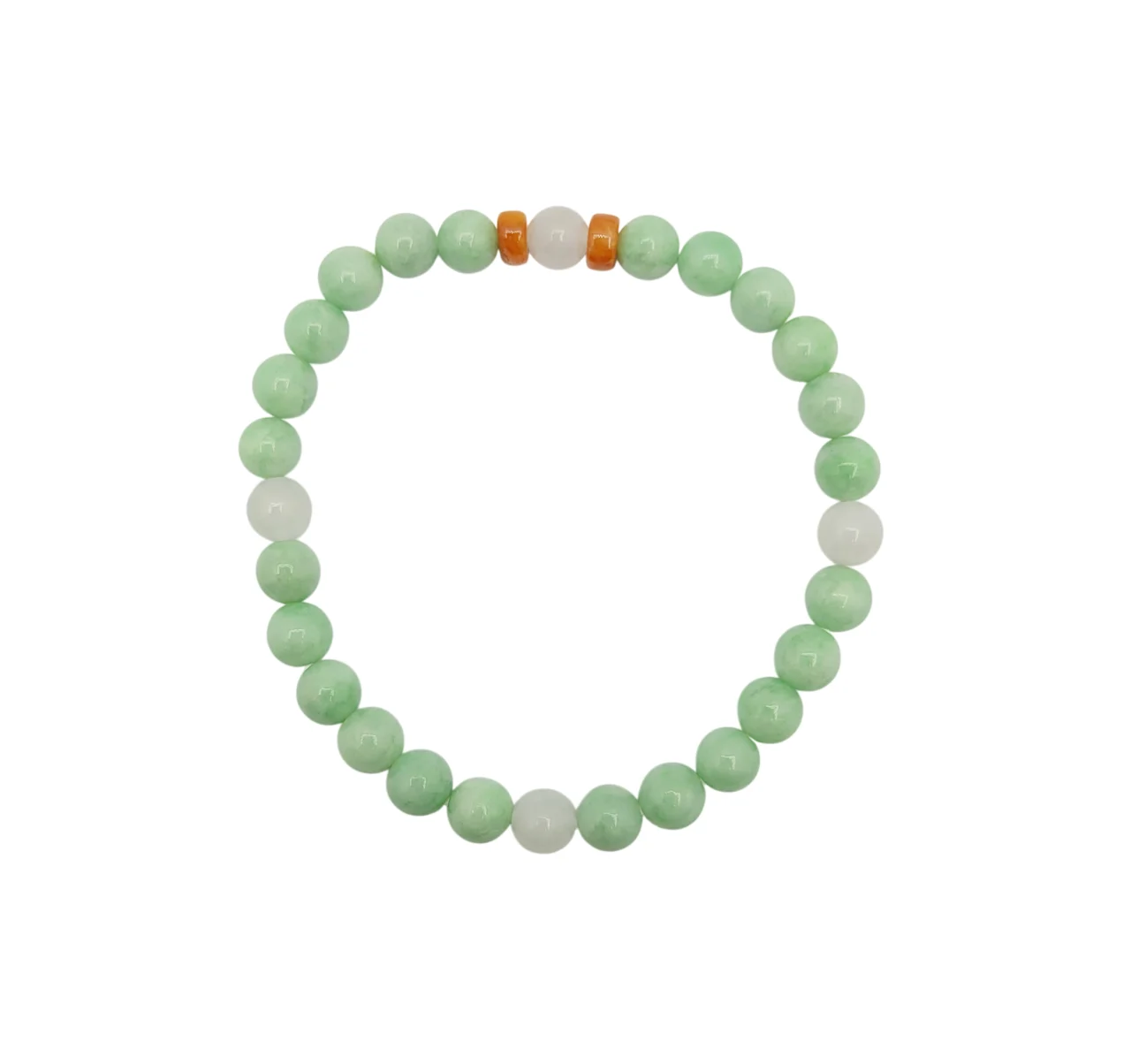 Light Green and White Jadeite Jade Bead Bracelet