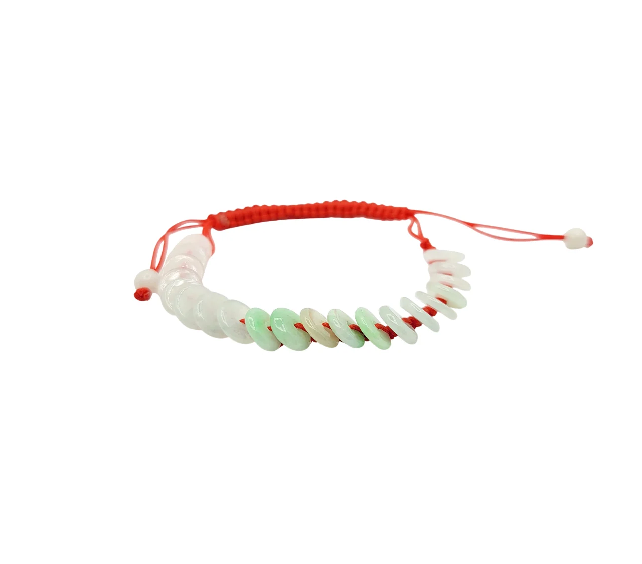 Multi Color Jadeite Jade Donut Bracelet with Adjustable Red Strap for Children and Adults
