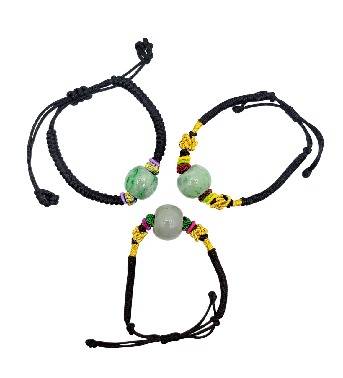 Green or Light Grey Jadeite Jade Barrel Bracelet