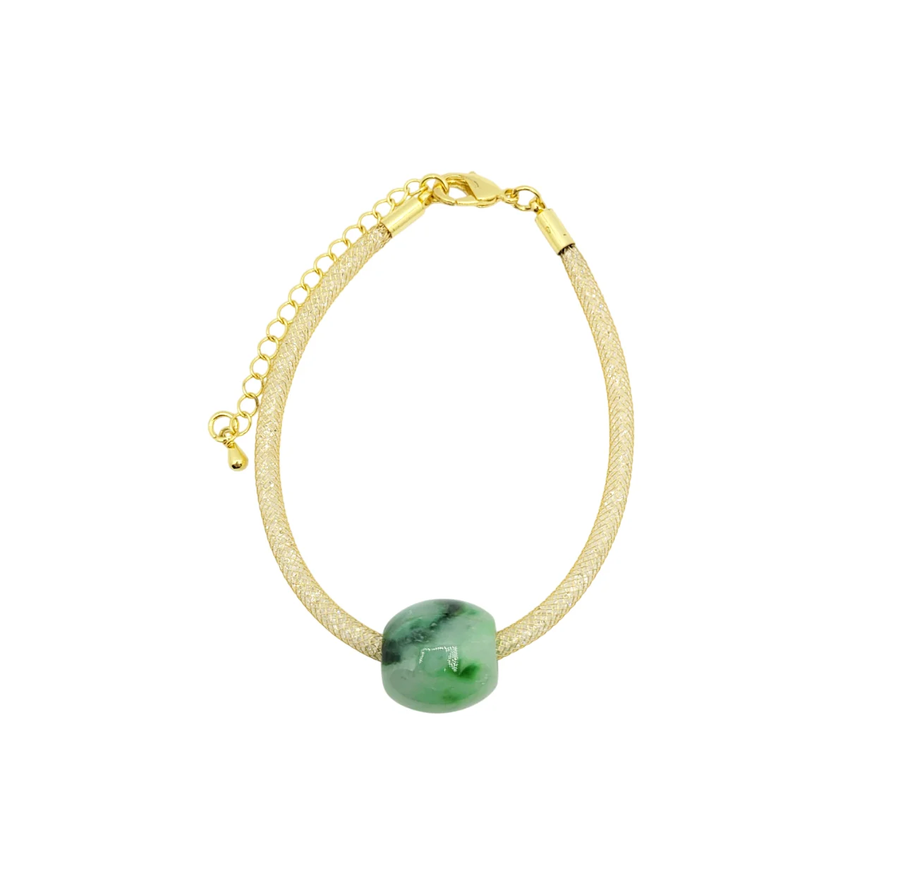 Green Jadeite Jade Barrel Bracelet
