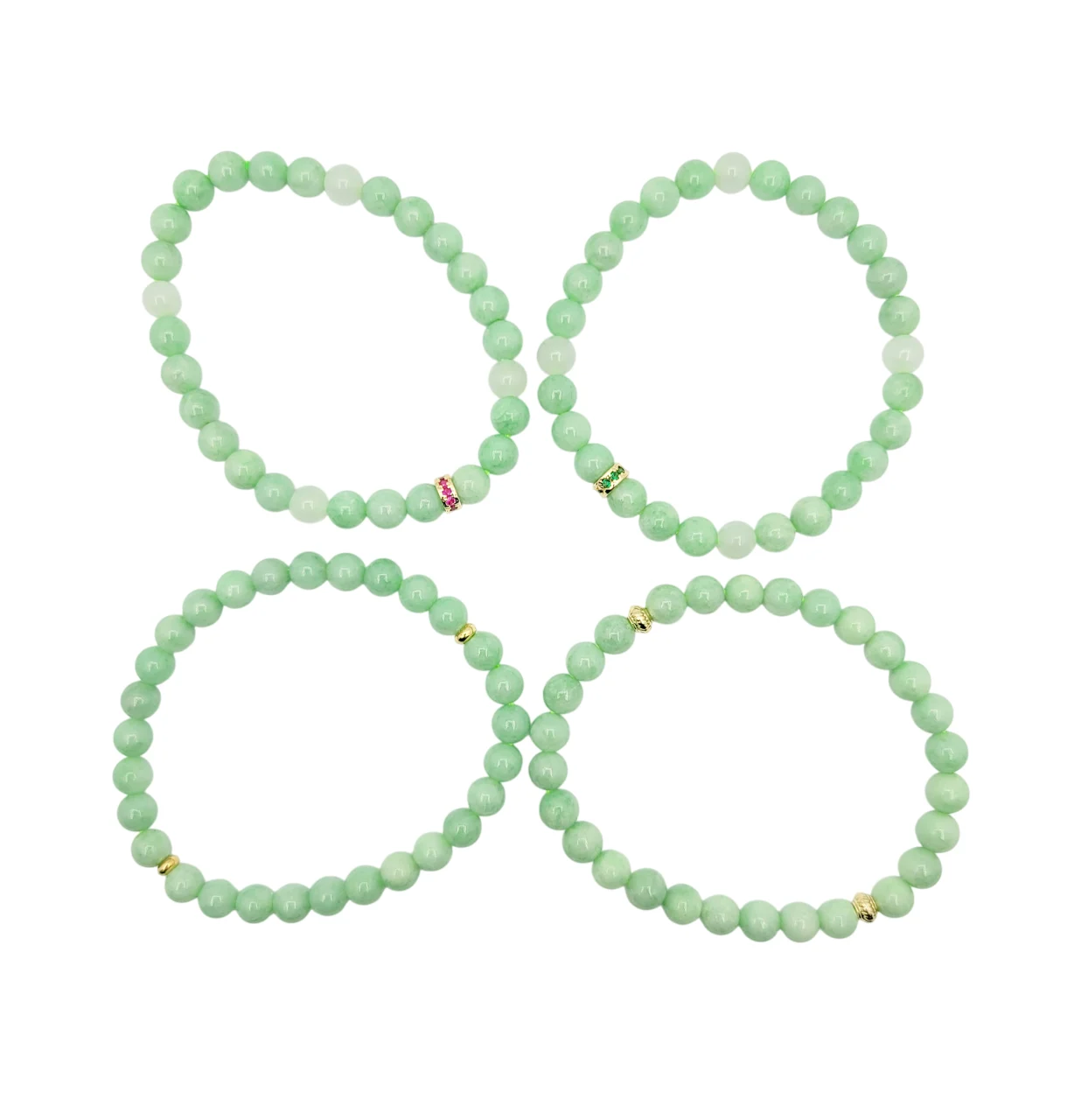 Light Green Jadeite Jade Bead Bracelet (Small)