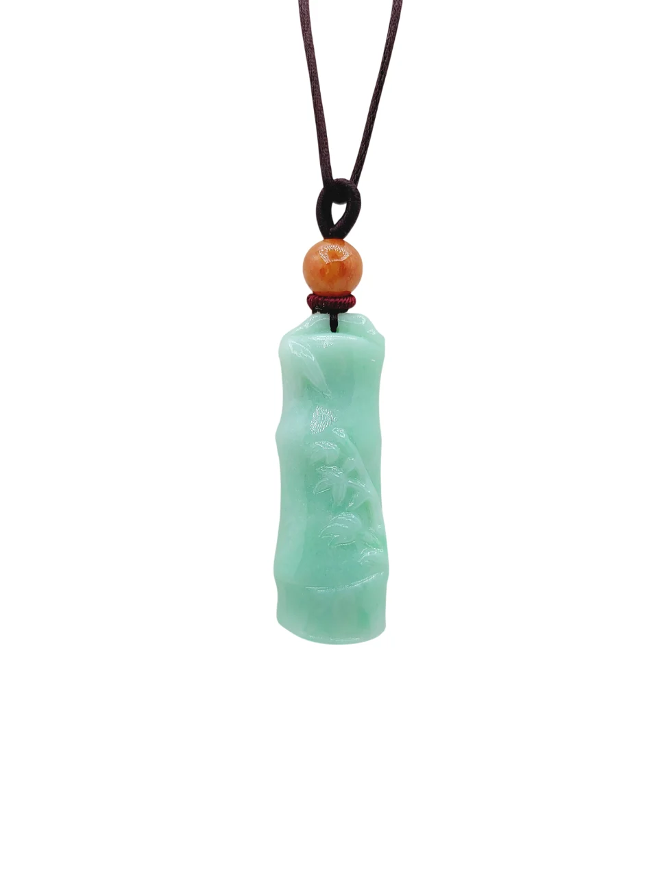 Light Green Bamboo Jadeite Jade Pendant With Yellow Bead
