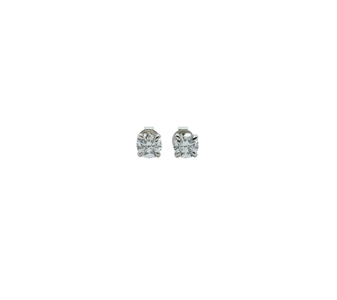 14K White Gold 4 Prong Round Brilliant Cut Lab Grown Diamond Earrings (1.02ctw)