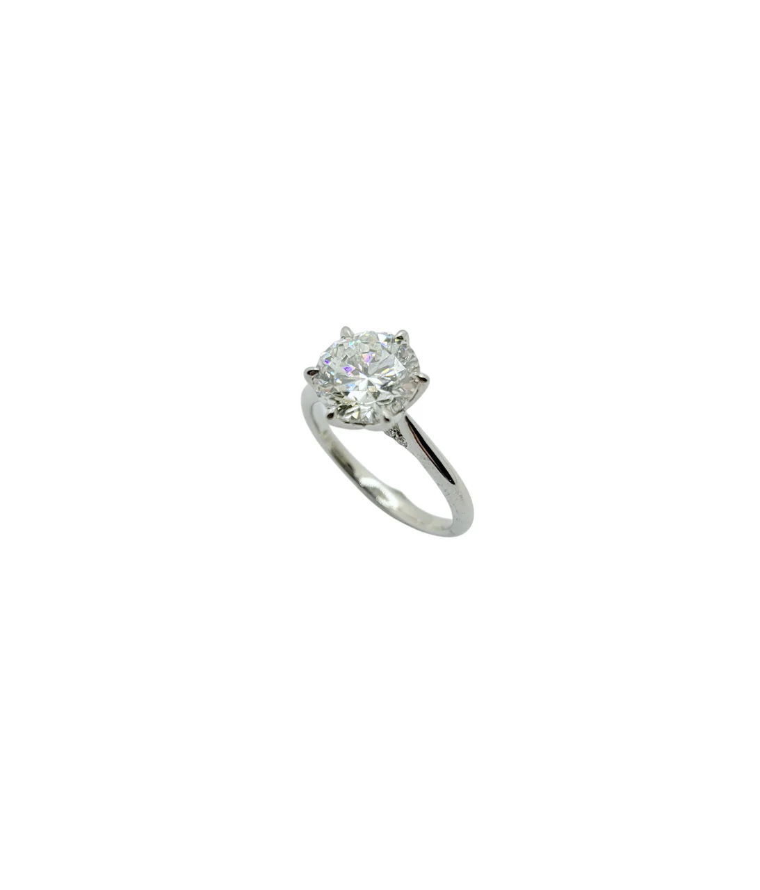14K White Gold 6 Prong Round Brilliant Cut Lab Grown Diamond Ring (2.03ct)
