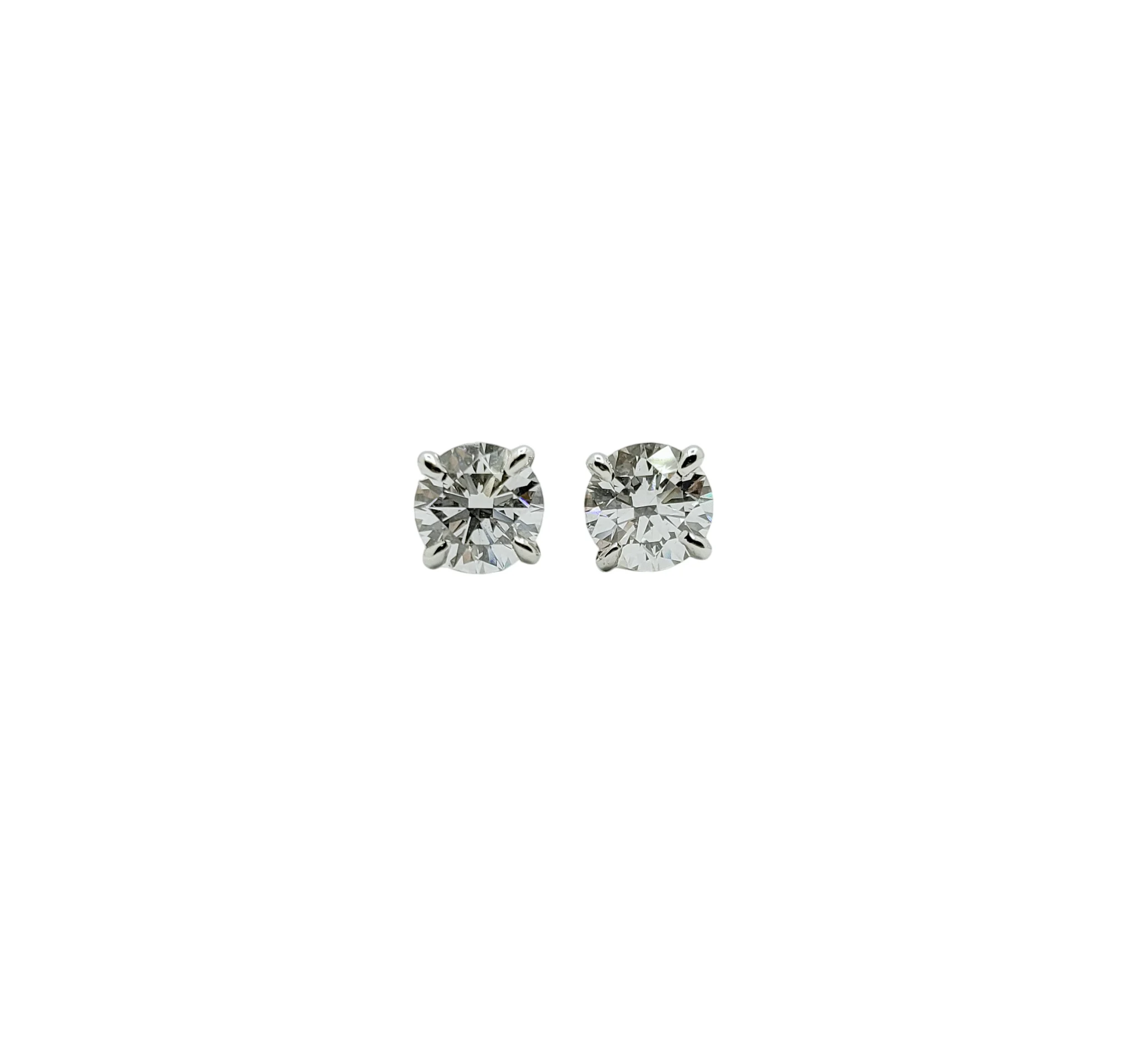 Platinum 4 Prong Round Brilliant Cut Lab Grown Diamond Earrings (2.03ctw & 2.46ctw)