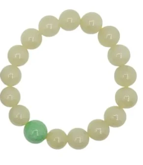 Light Yellow and Green Jadeite Jade Beads Bracelet