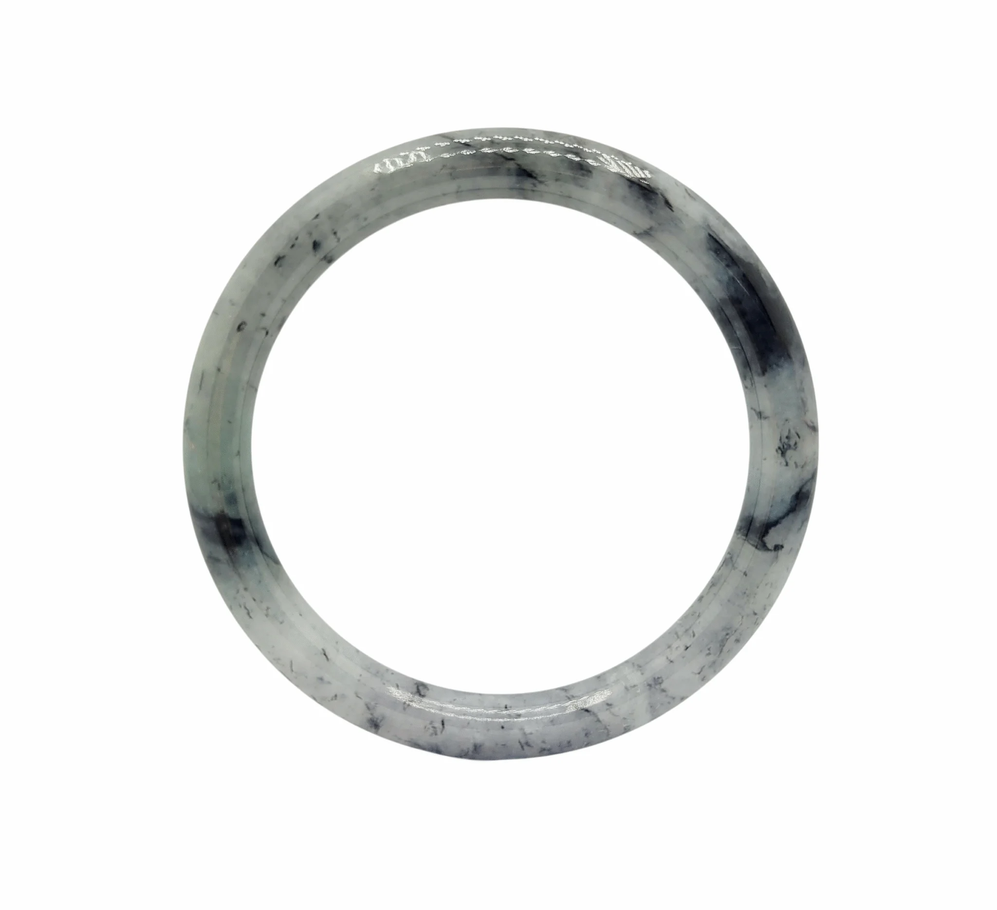 White with Black Patches Jadeite Jade Bangle