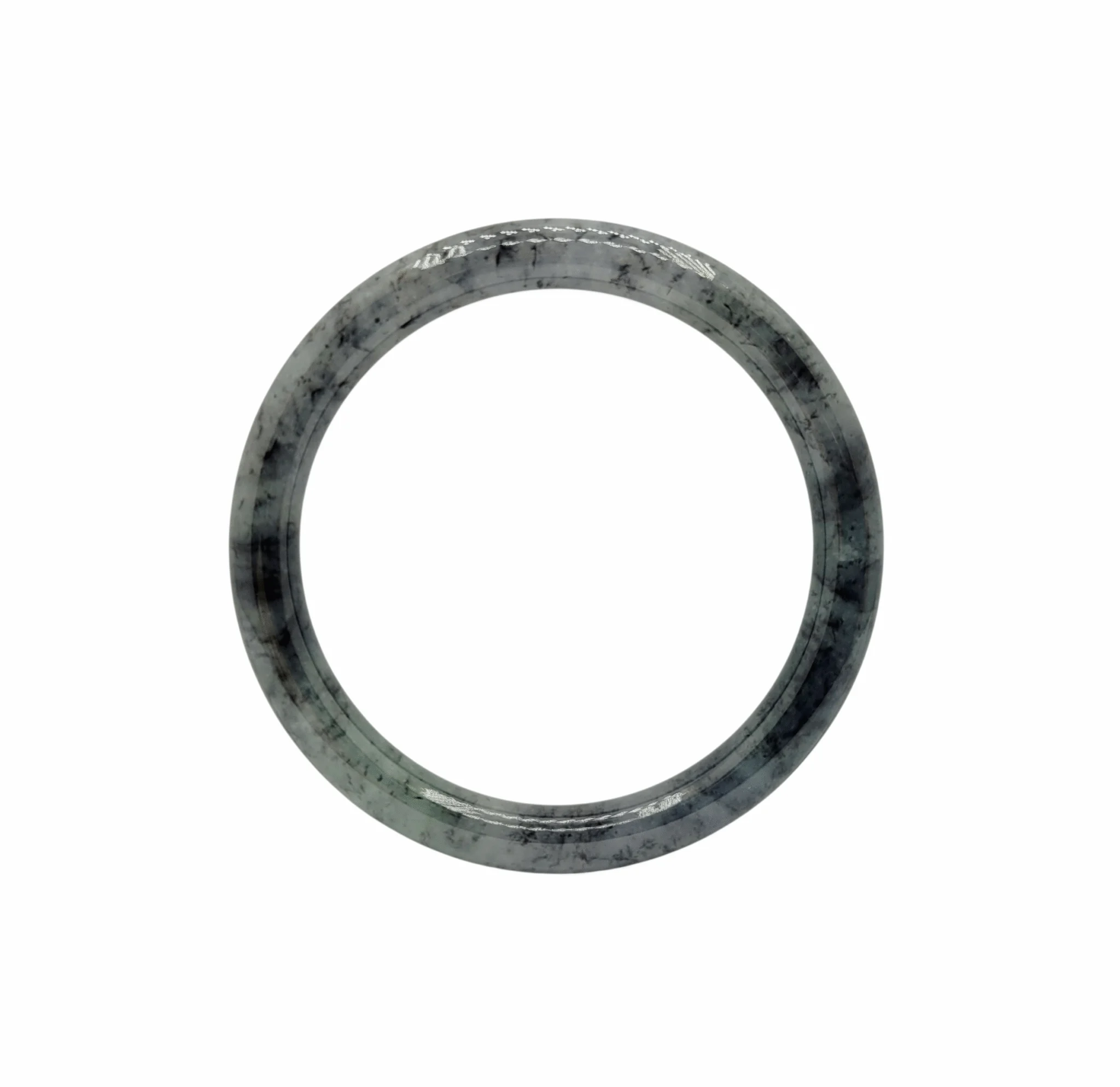 White with Black Patches Jadeite Jade Bangle