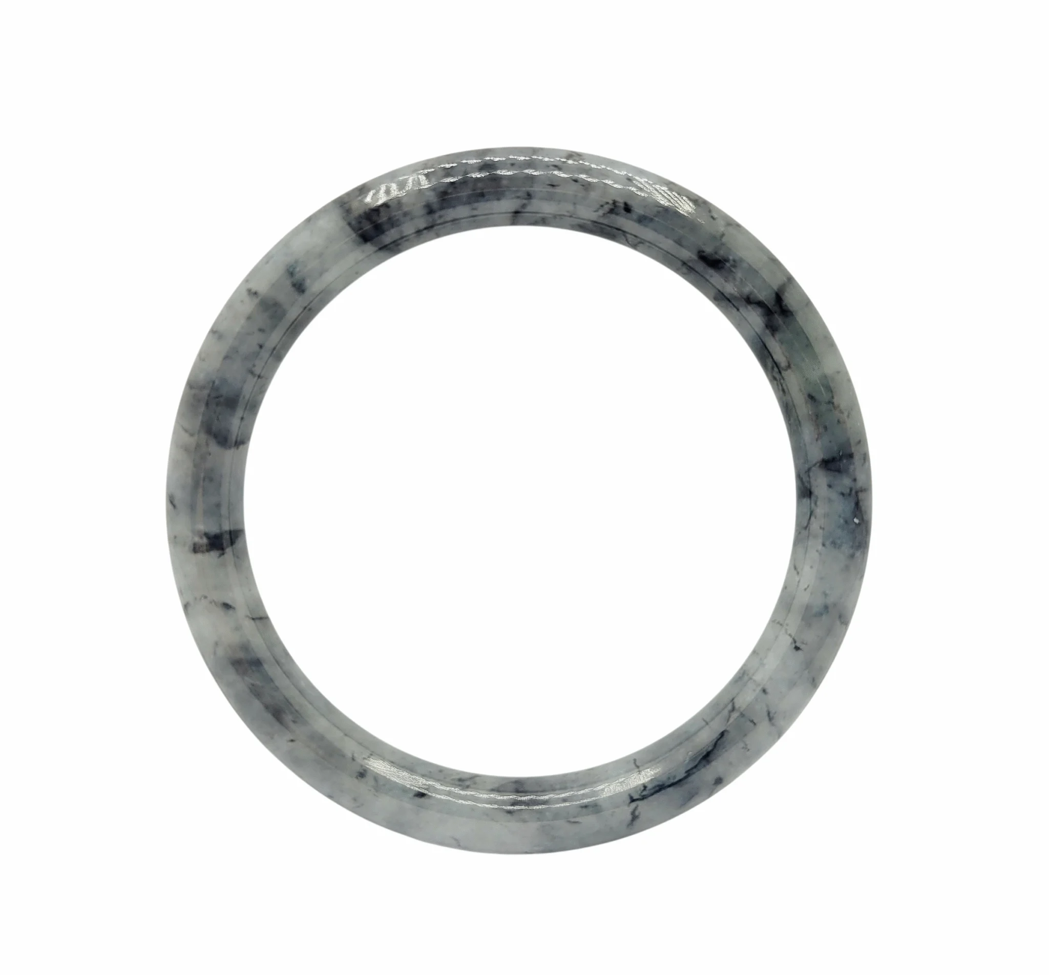 White with Black Patches Jadeite Jade Bangle