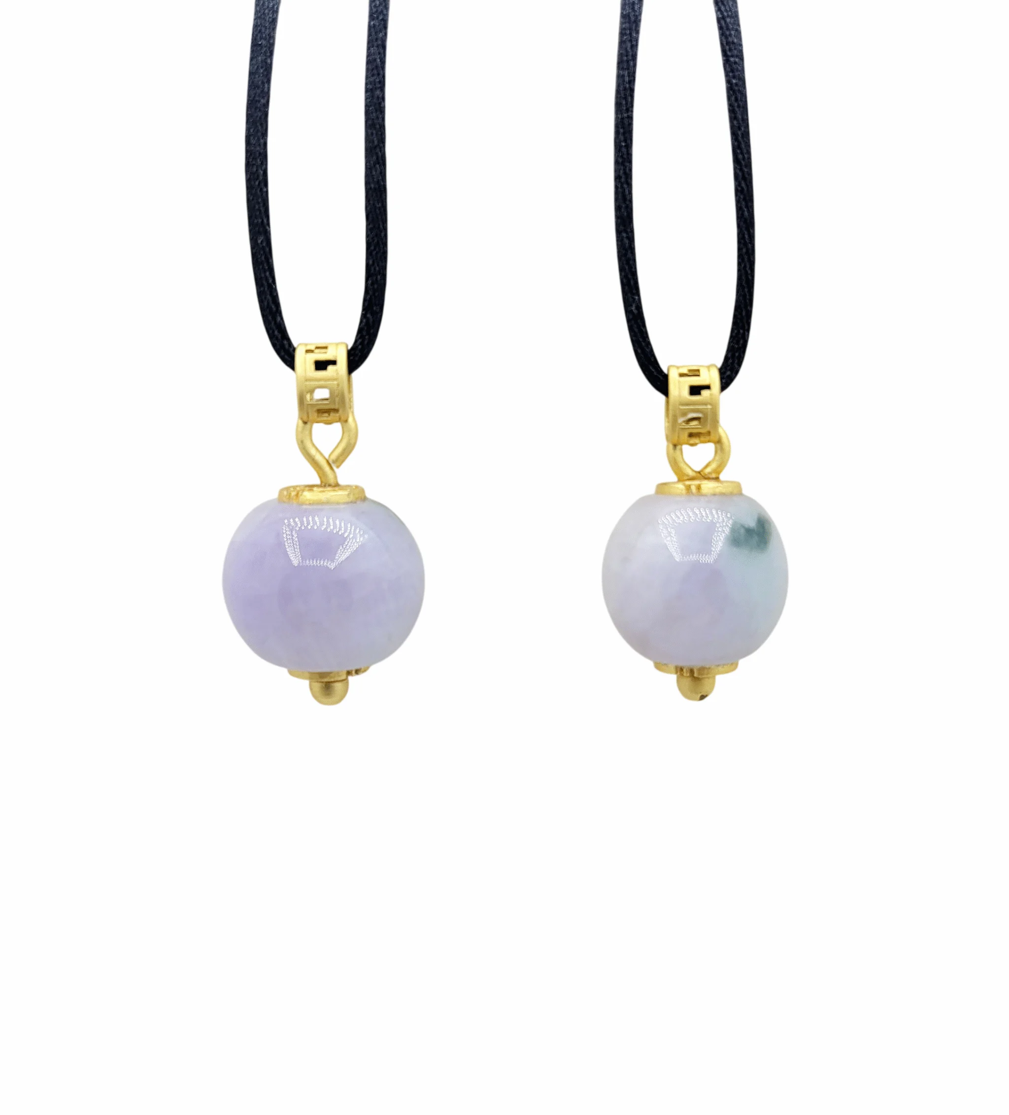 Silver Light Lavender Jadeite Jade Lantern Pendant