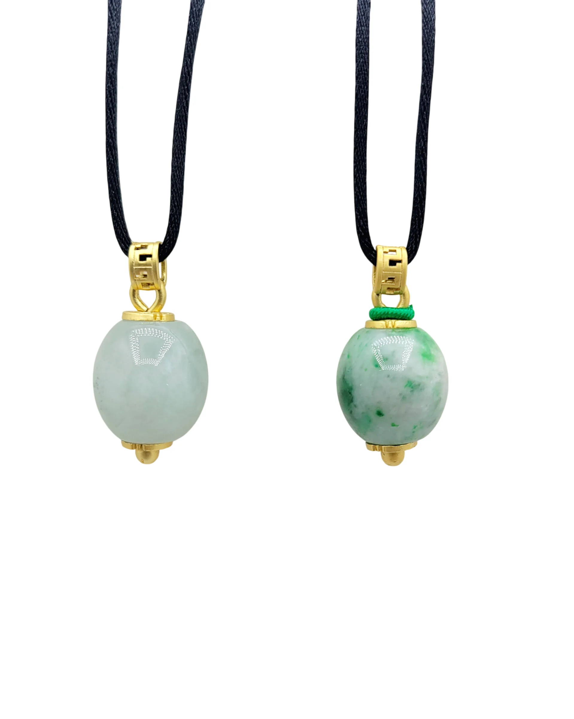 Silver Light Green Jadeite Jade Lantern Pendant