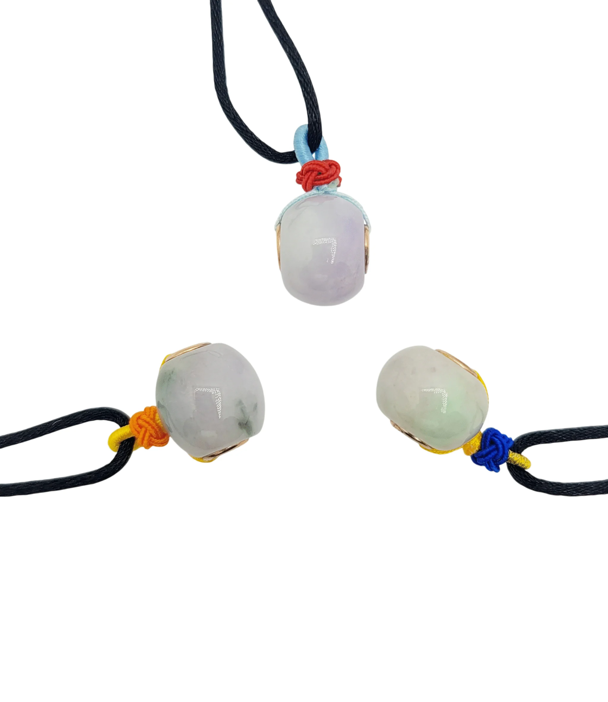 Light Lavender Jadeite Jade Barrel Pendant with Silver Rim