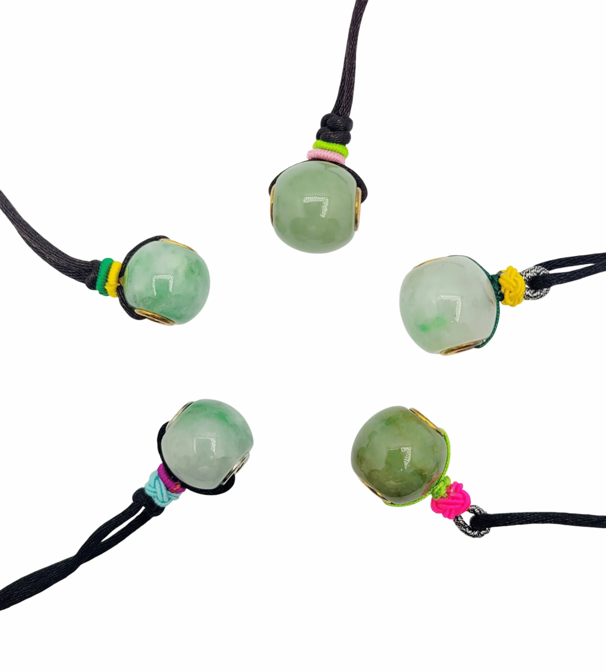 Green Jadeite Jade Barrel Pendant with Silver Rim