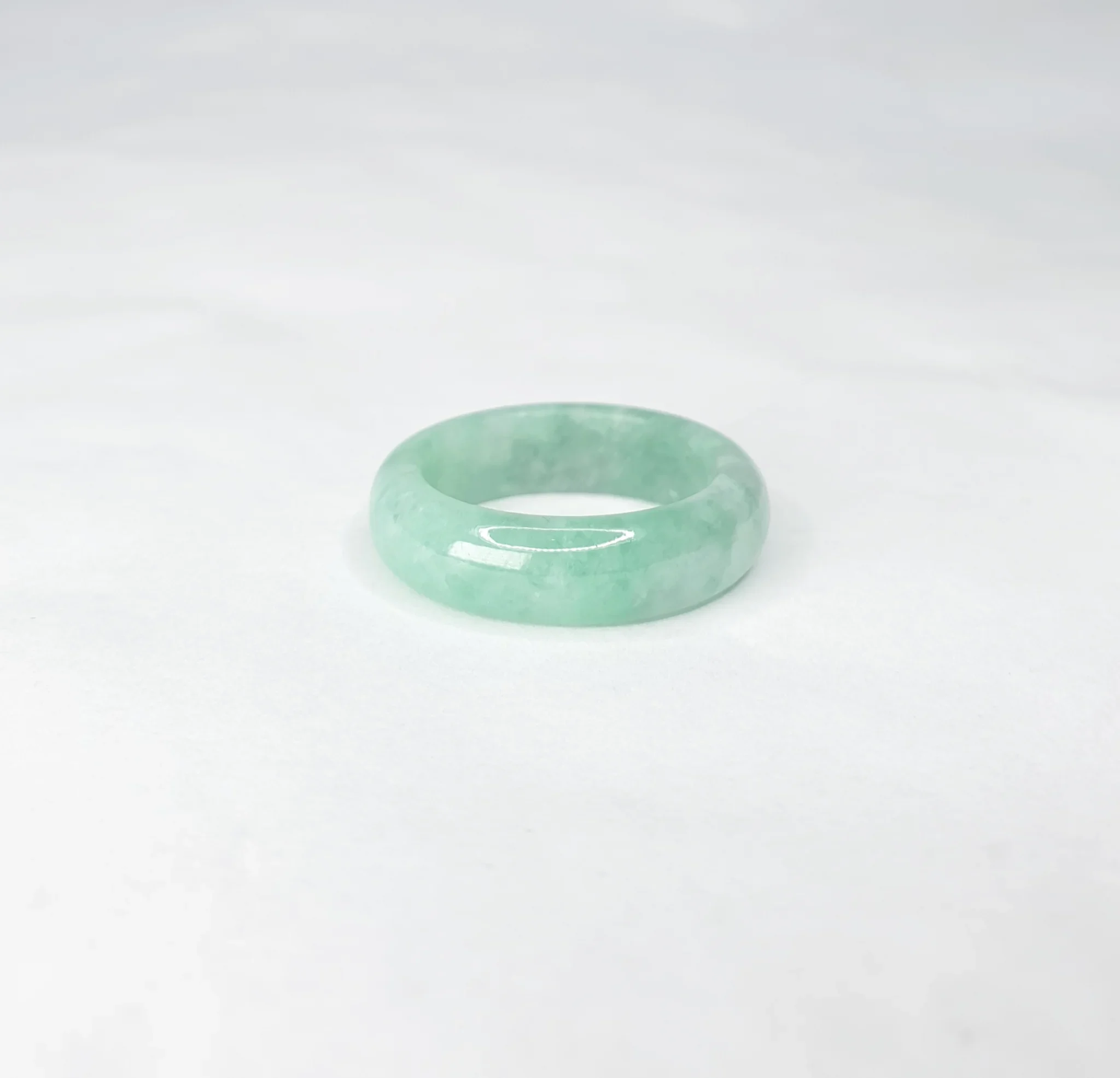 Translucent Light Green Jadeite Jade Ring - Custom Cut size 8US