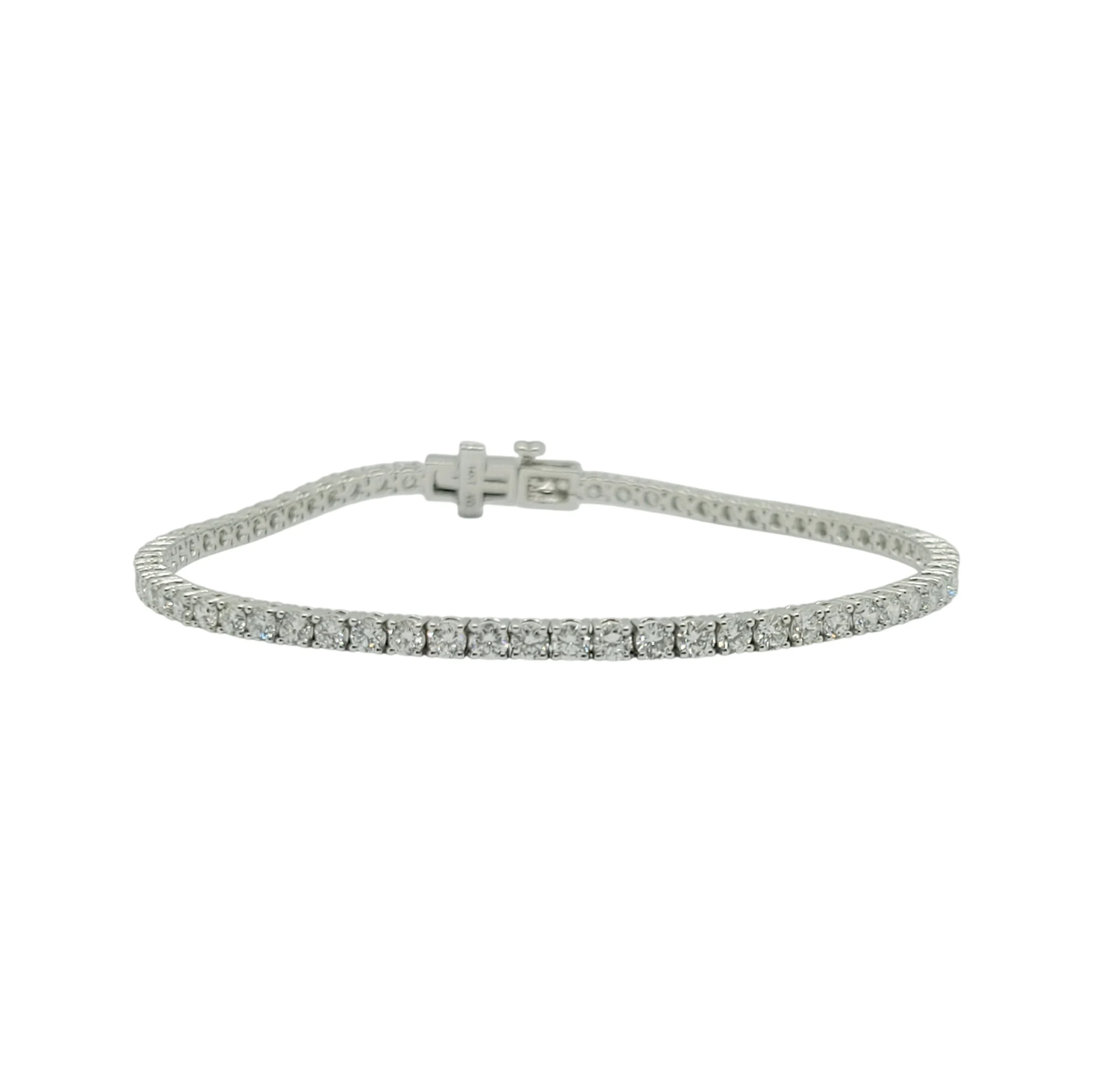 14K White Gold Round Brilliant Lab Grown Diamond Bracelet (2.77ctw-4pt each)