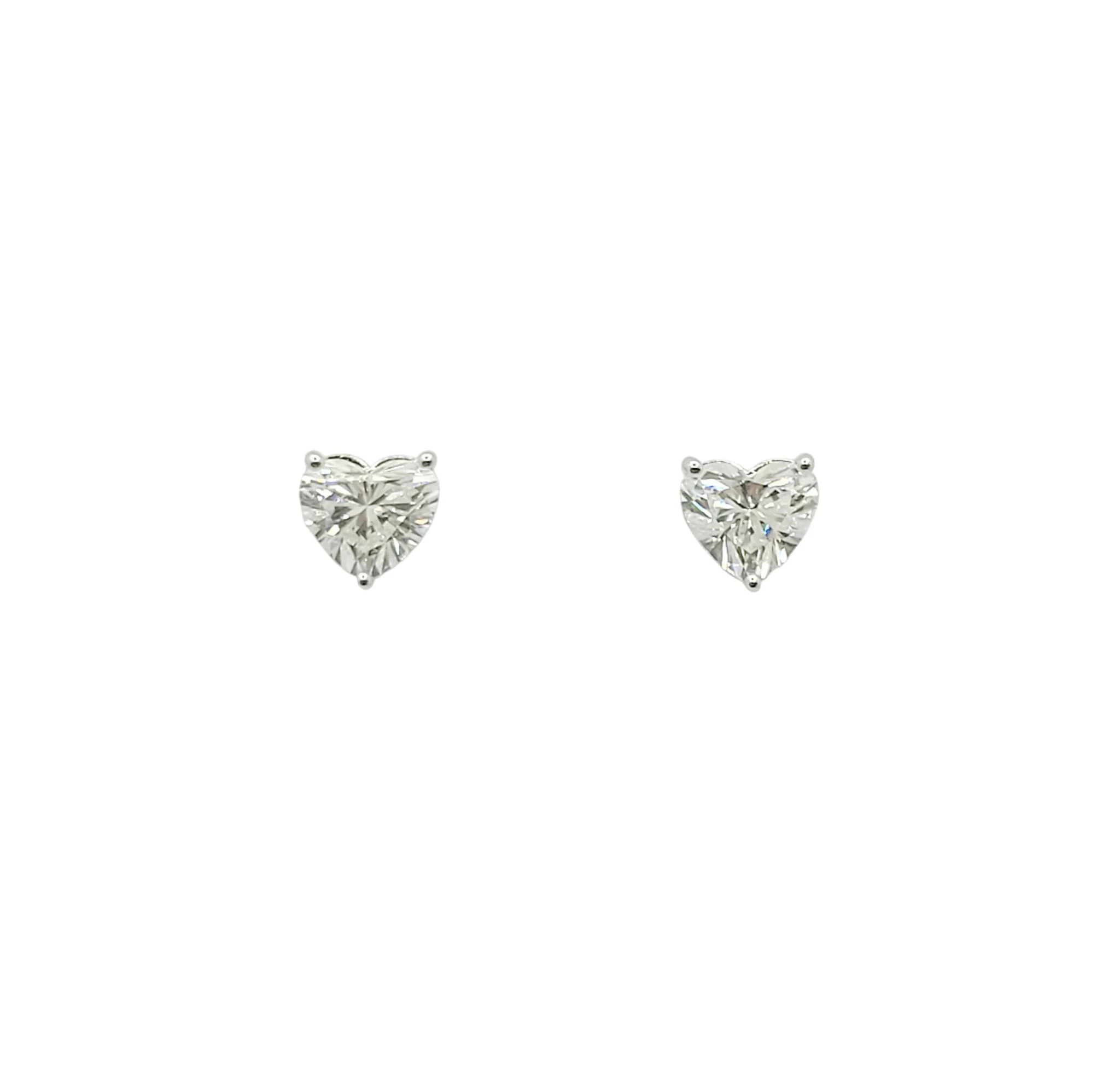 14K White Gold 3 Prong Heart Shape Lab Grown Diamond Earrings (1.03ctw)