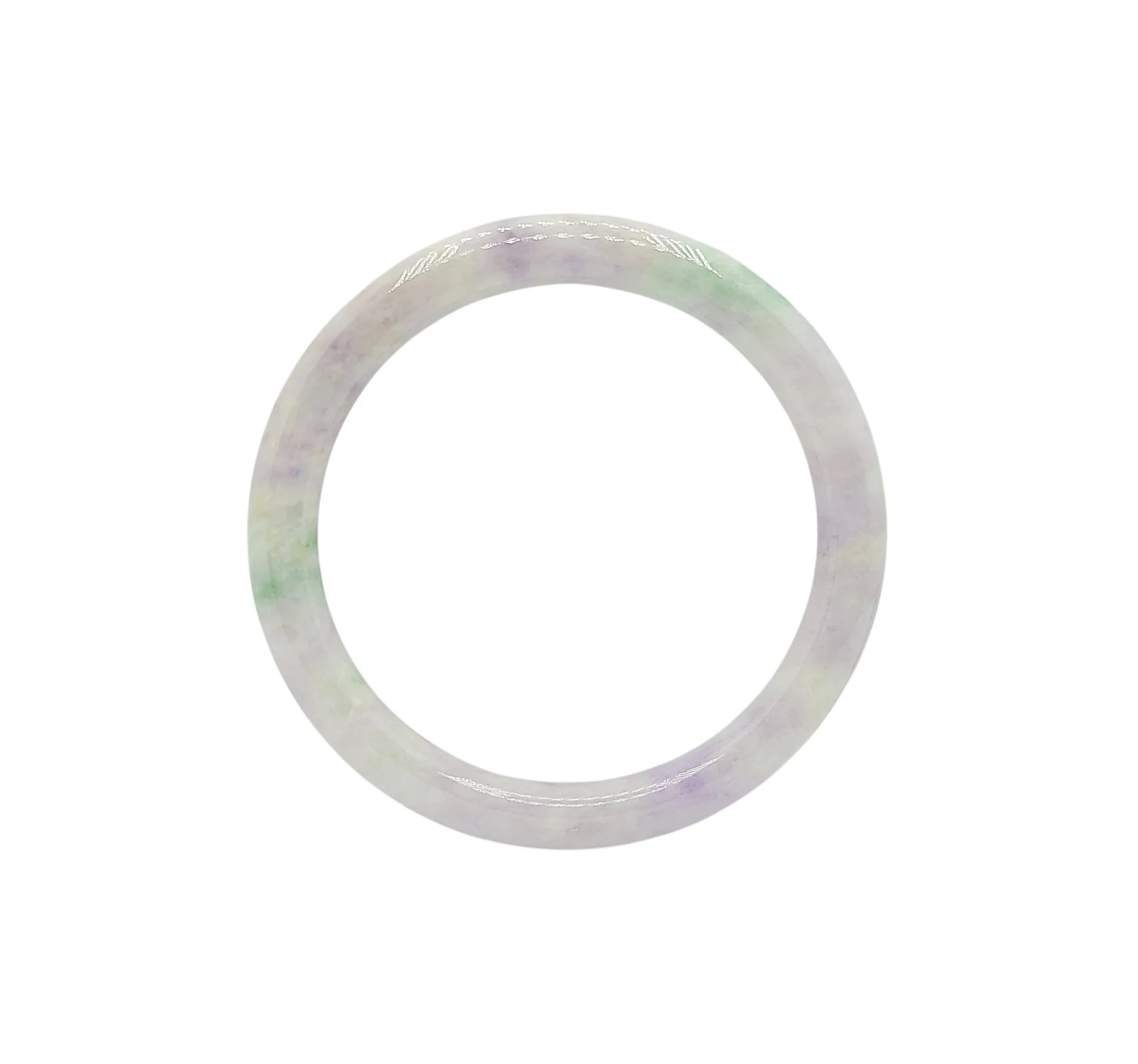 Light Lavender with Green Patches Jadeite Jade Bangle