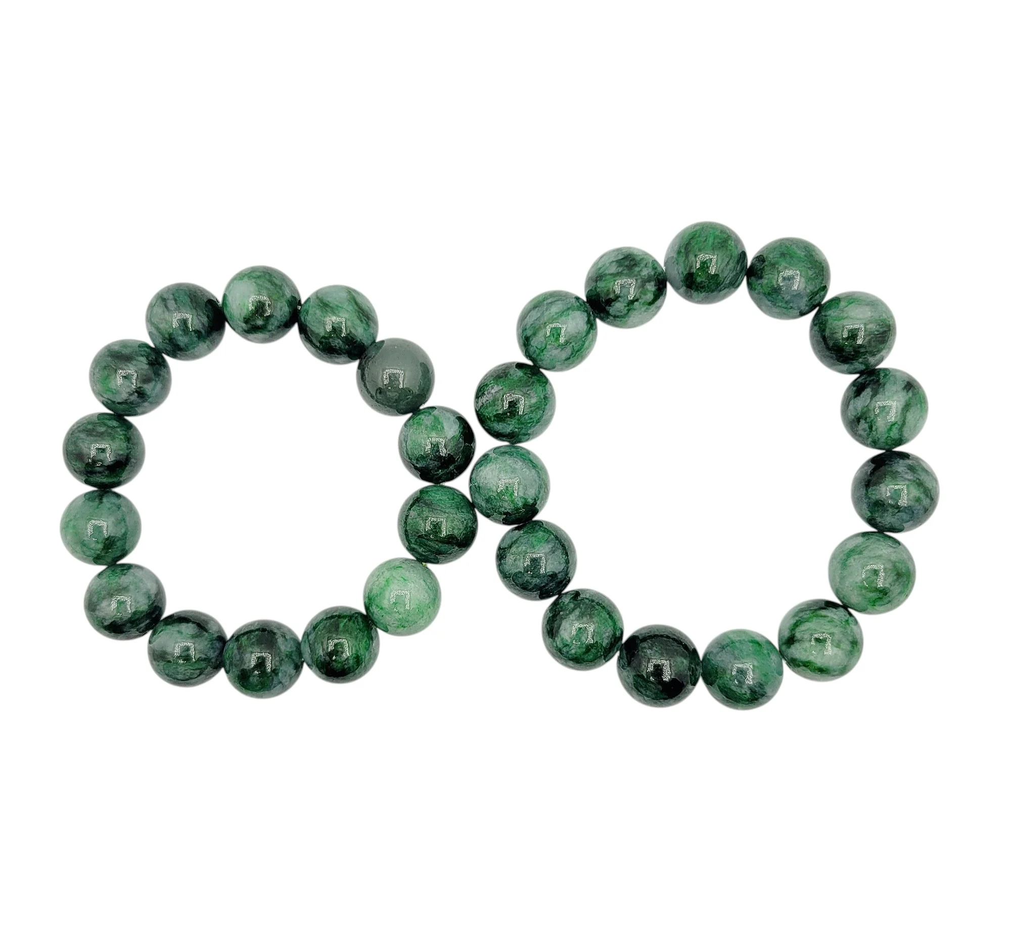 Dark Green Jadeite Jade Beads Bracelet (Large)