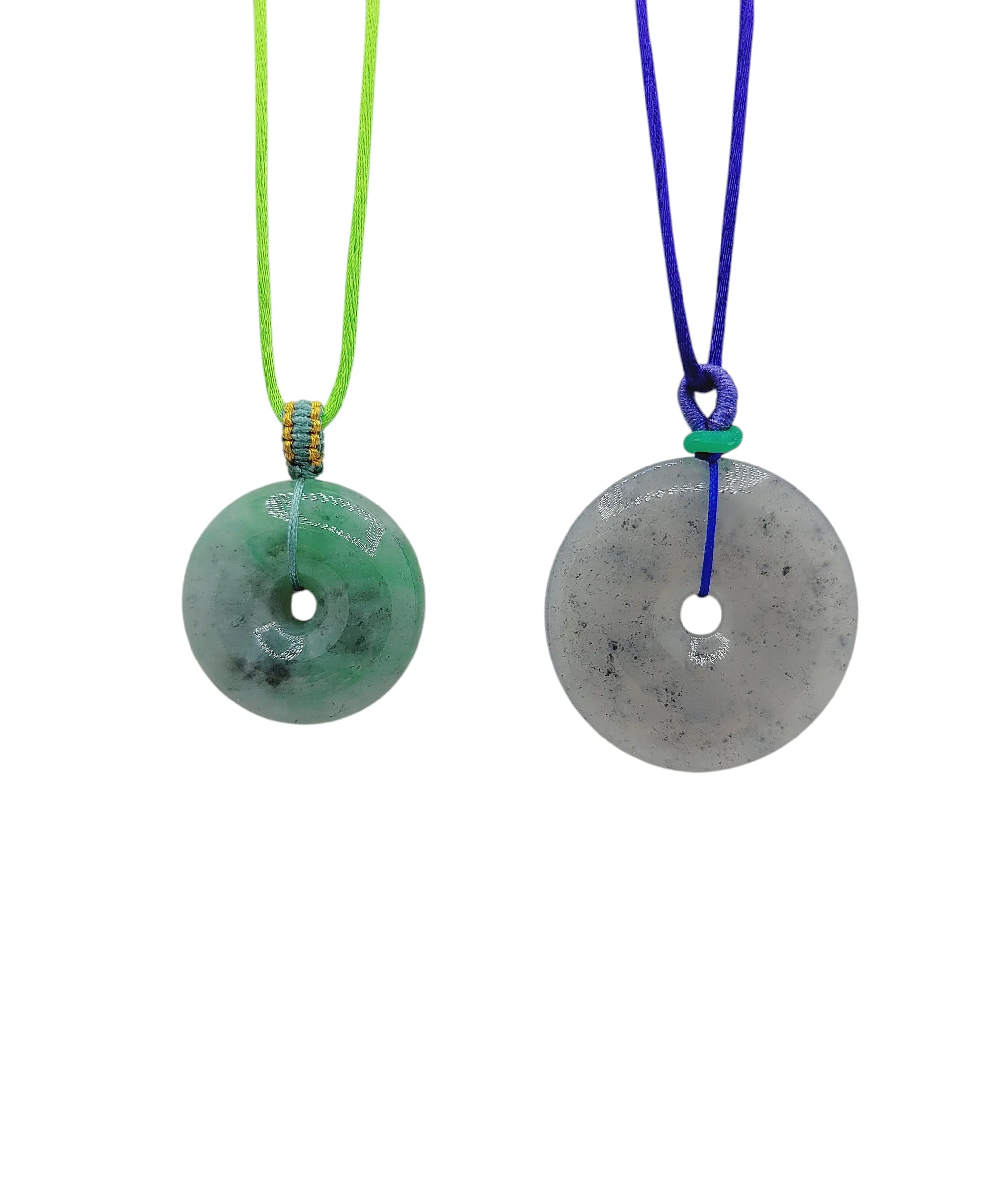 Green or White with Black Patches Jadeite Jade Peace Round Pendant
