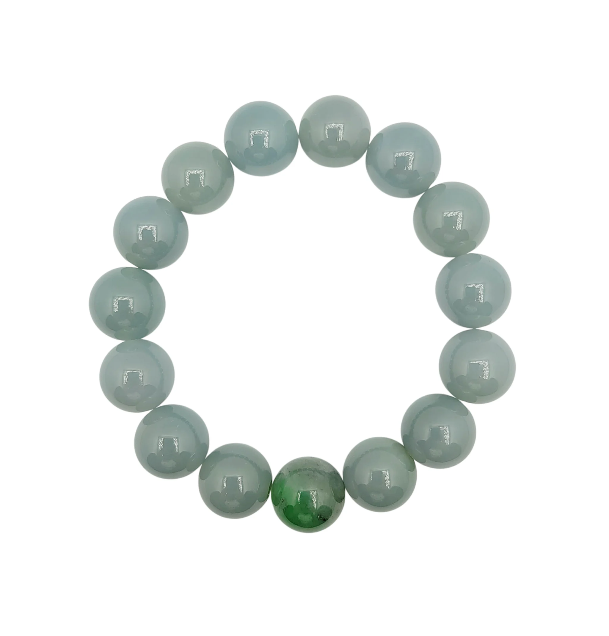 Green Jadeite Jade Beads Bracelet (Large)