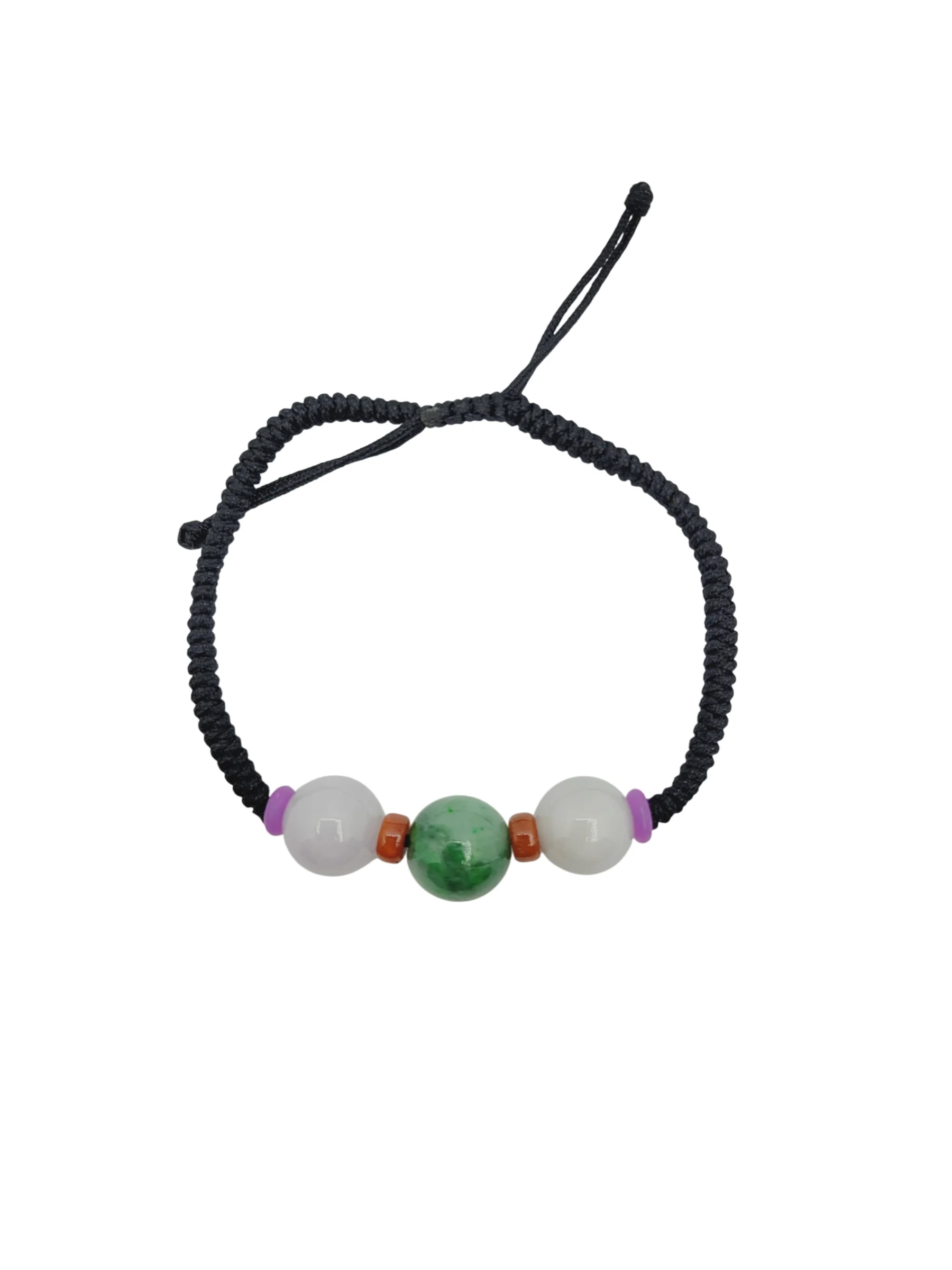 Light Purple and Green Jadeite Jade Trinity Sphere Bracelet