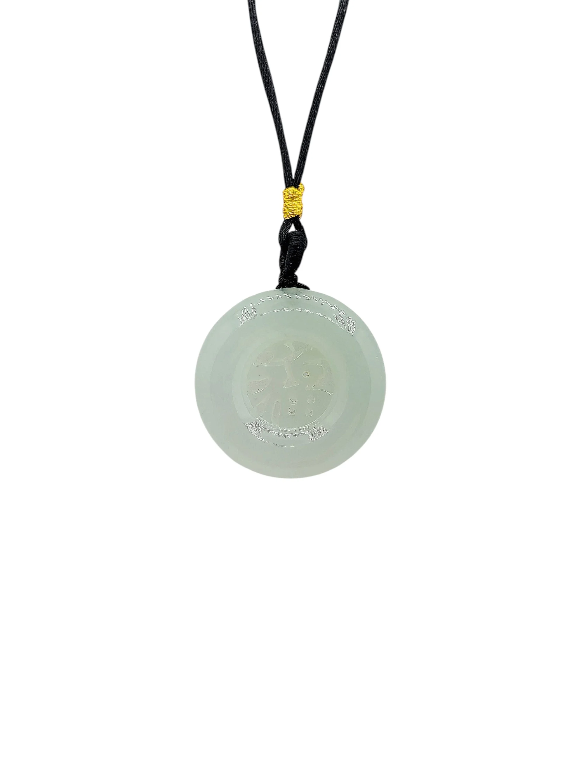 Pale Green Jadeite Jade Eternity Carved Chinese Blessing Pendant