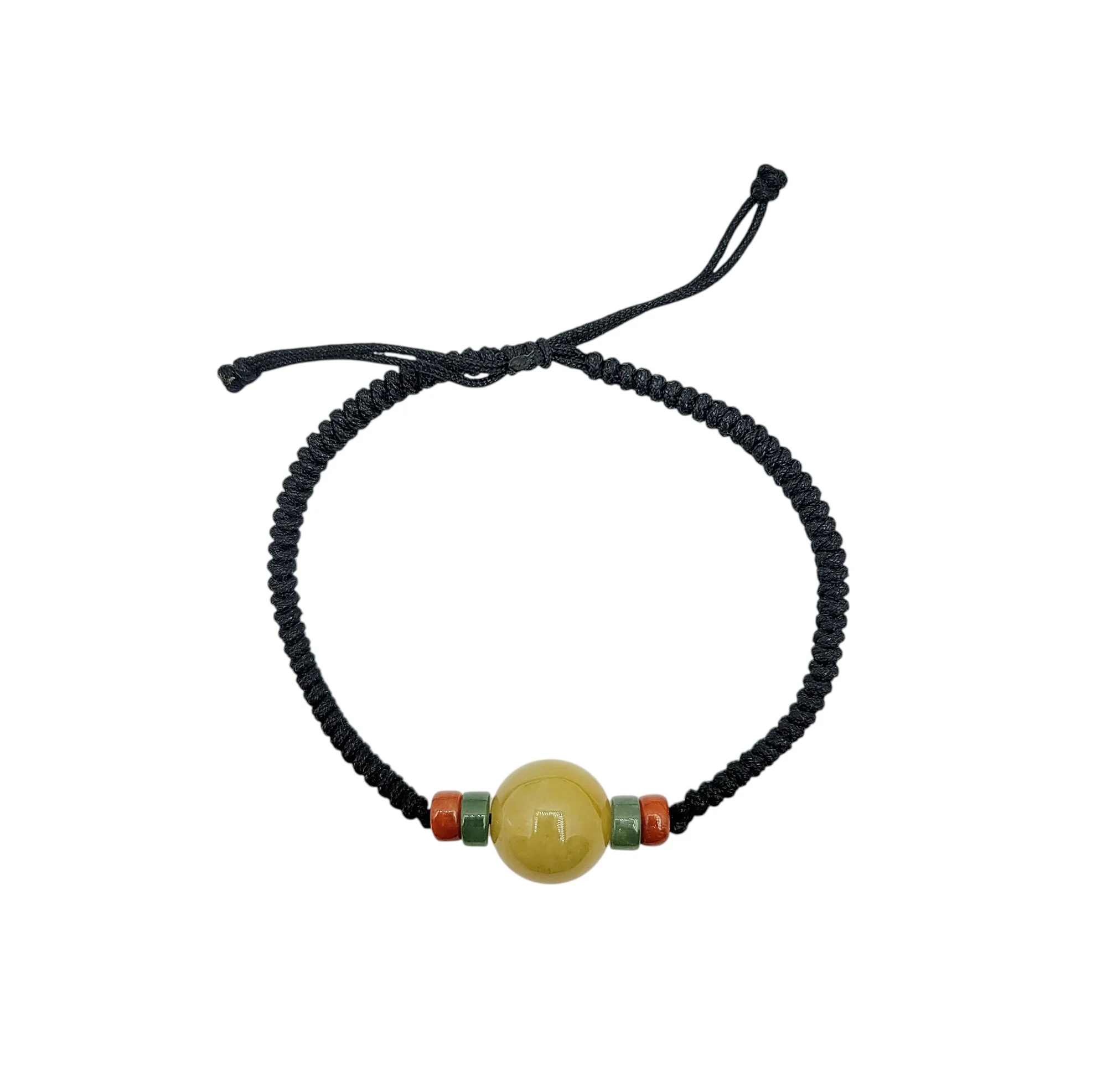 Honey Yellow Jadeite Jade Sphere Bracelet