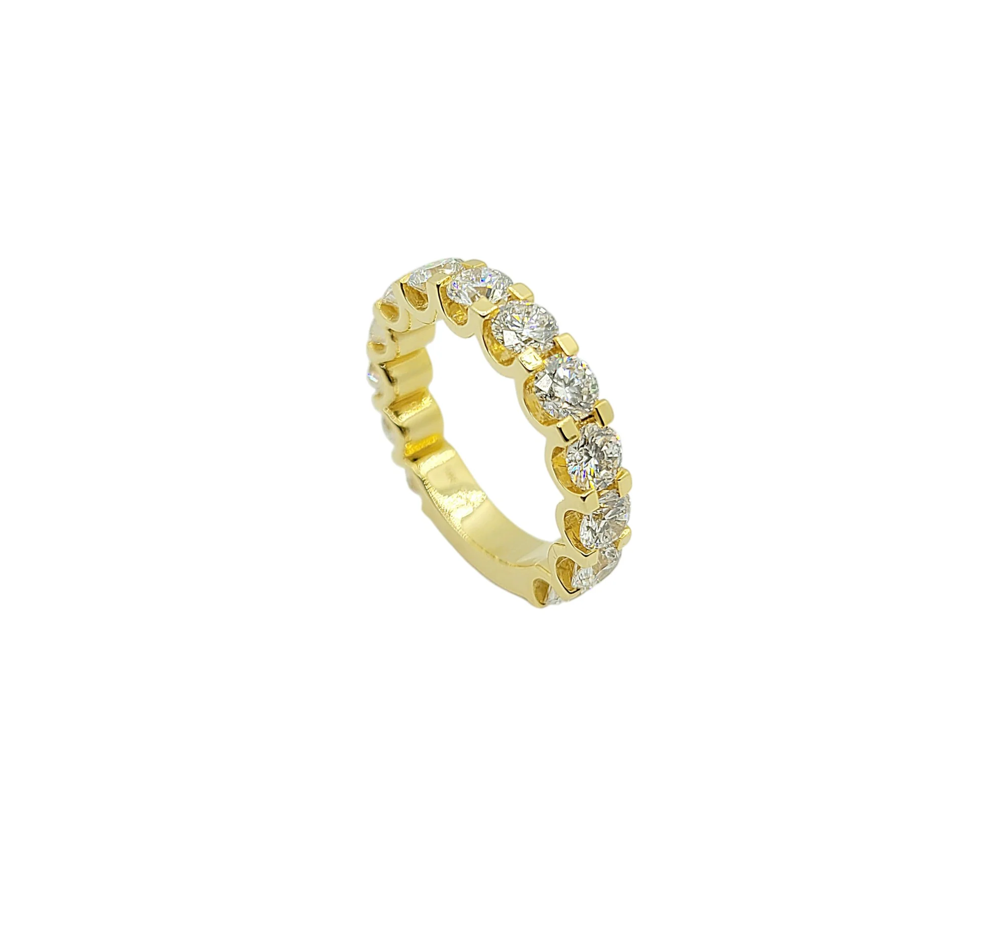 14K Yellow Gold Round Brilliant Cut Lab Grown Diamond Ring (26pts each)