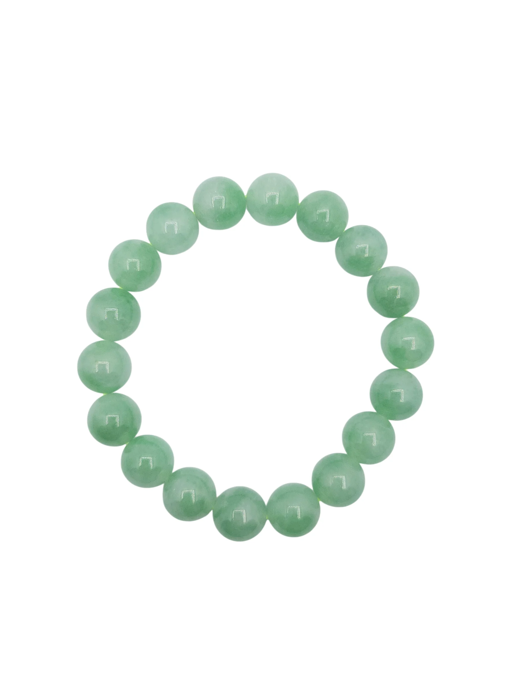Light Green with Medium Green and White Patches Jadeite Jade Beads Bracelet