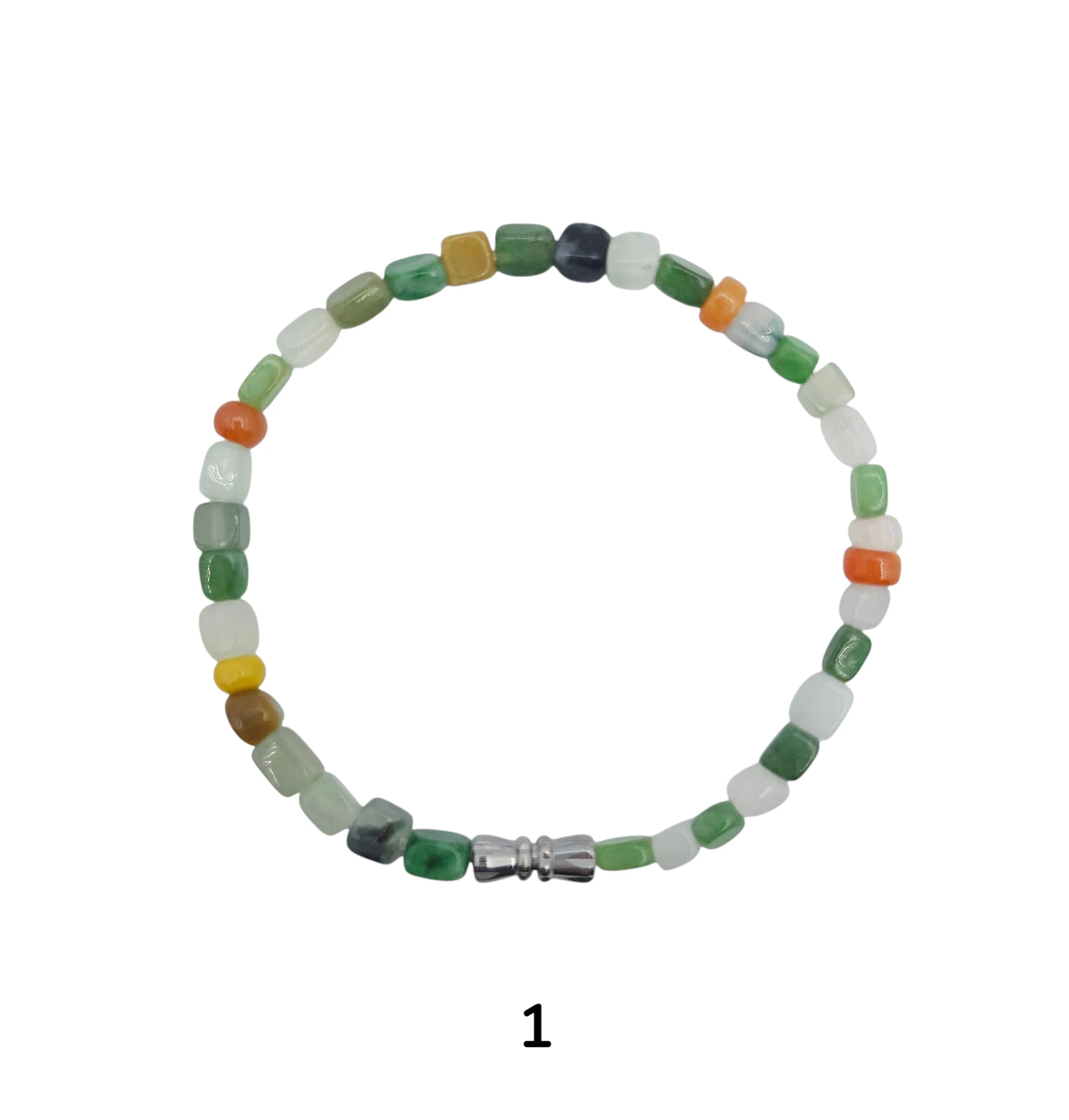 Muti-color Jadeite Jade Pebble Beads Bracelet