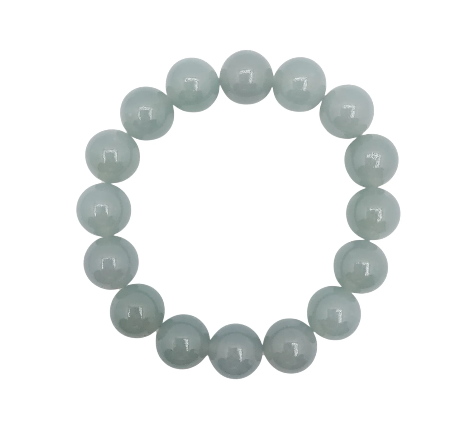 Icy Blue Jadeite Jade Bead Bracelet