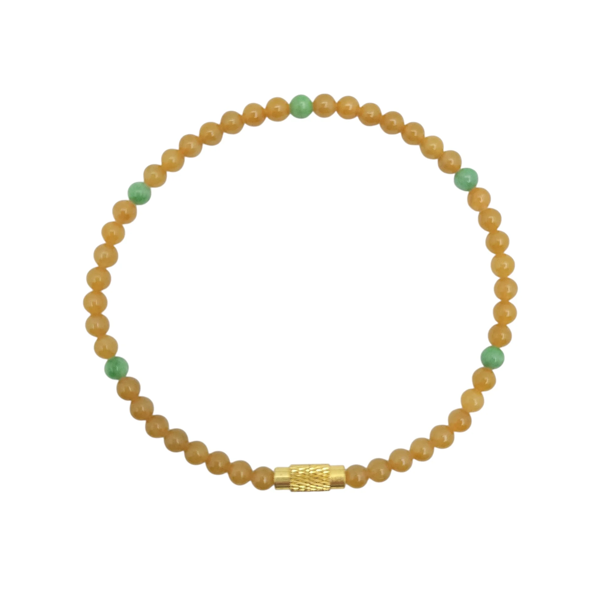 Honey Yellow and Green Jadeite Jade Bead Bracelet