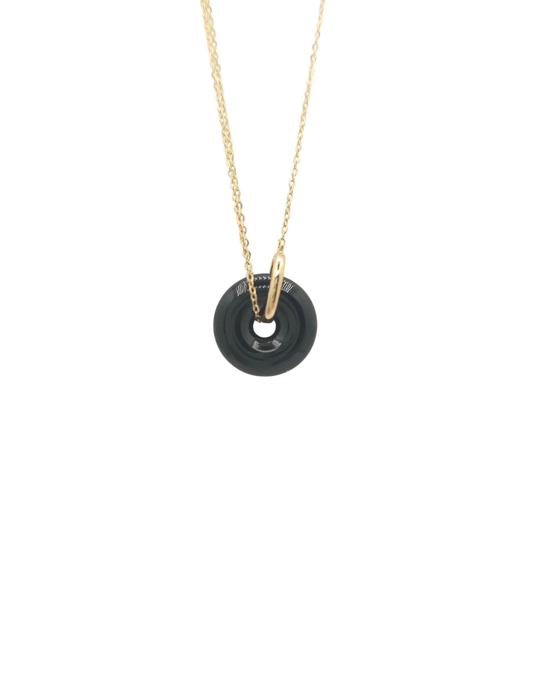 18K Yellow Gold Dark Green Jadeite Jade Eternity Necklace