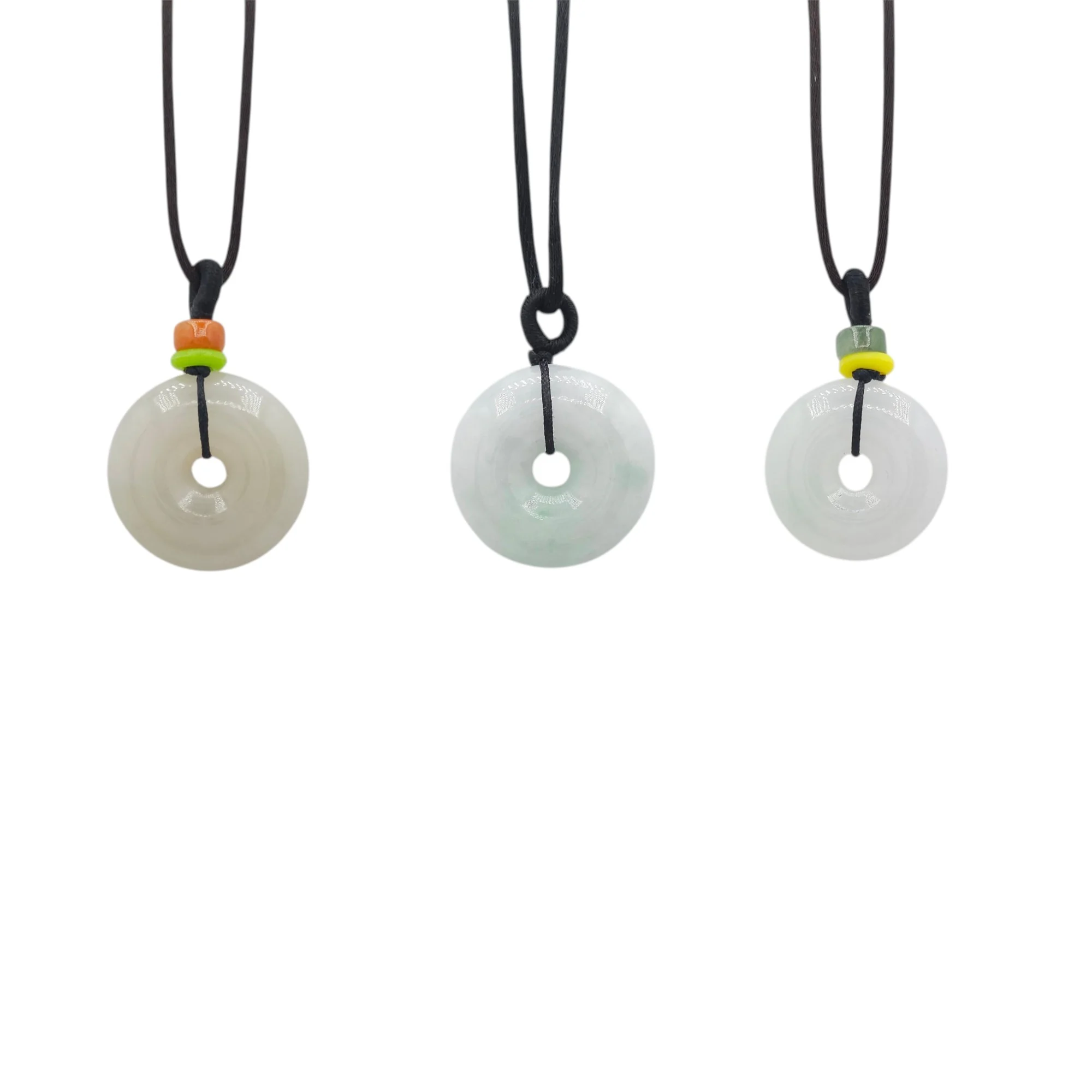 Light Yellow or Light Green Jadeite Jade Donut Pendant