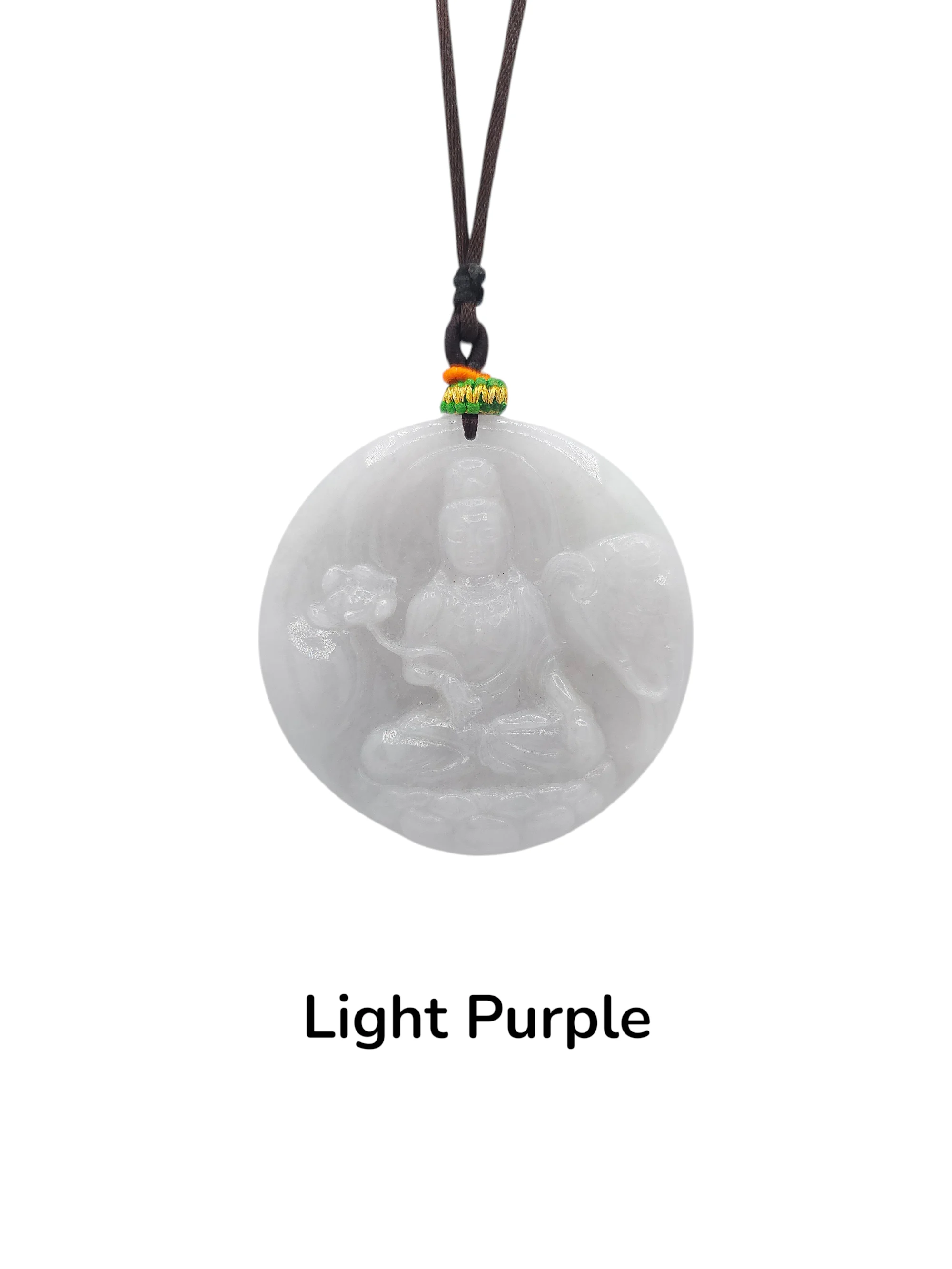 Light Purple or Pale Green Jadeite Jade Guanyin Pendant