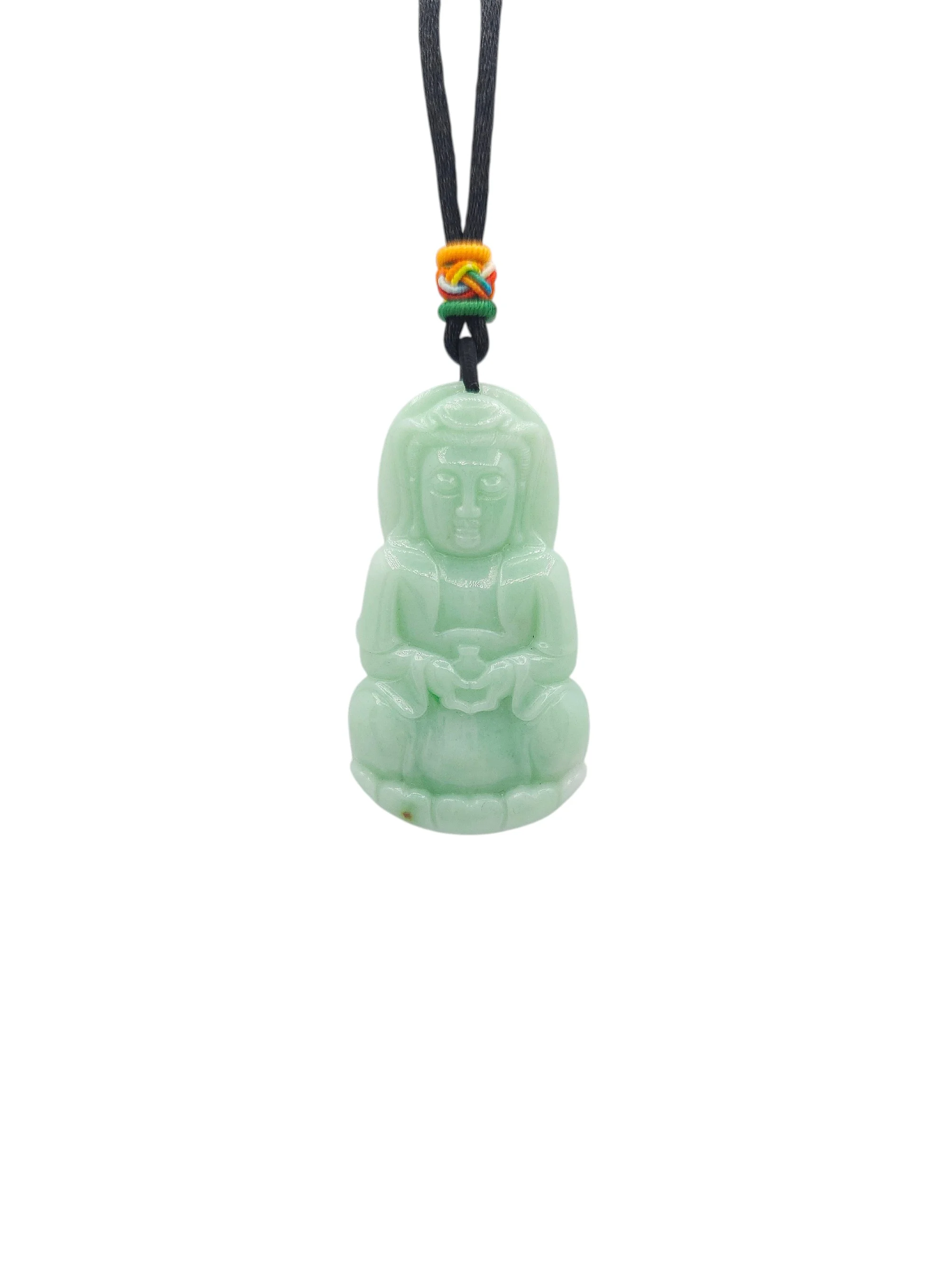 Light Green Jadeite Jade Guanyin Pendant