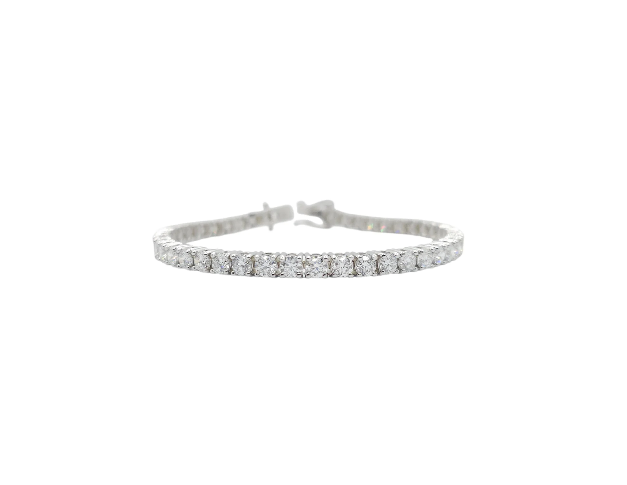 14K White Gold Round Brilliant Cut Lab Grown Diamond Bracelet (6.31ctw-14pt each)