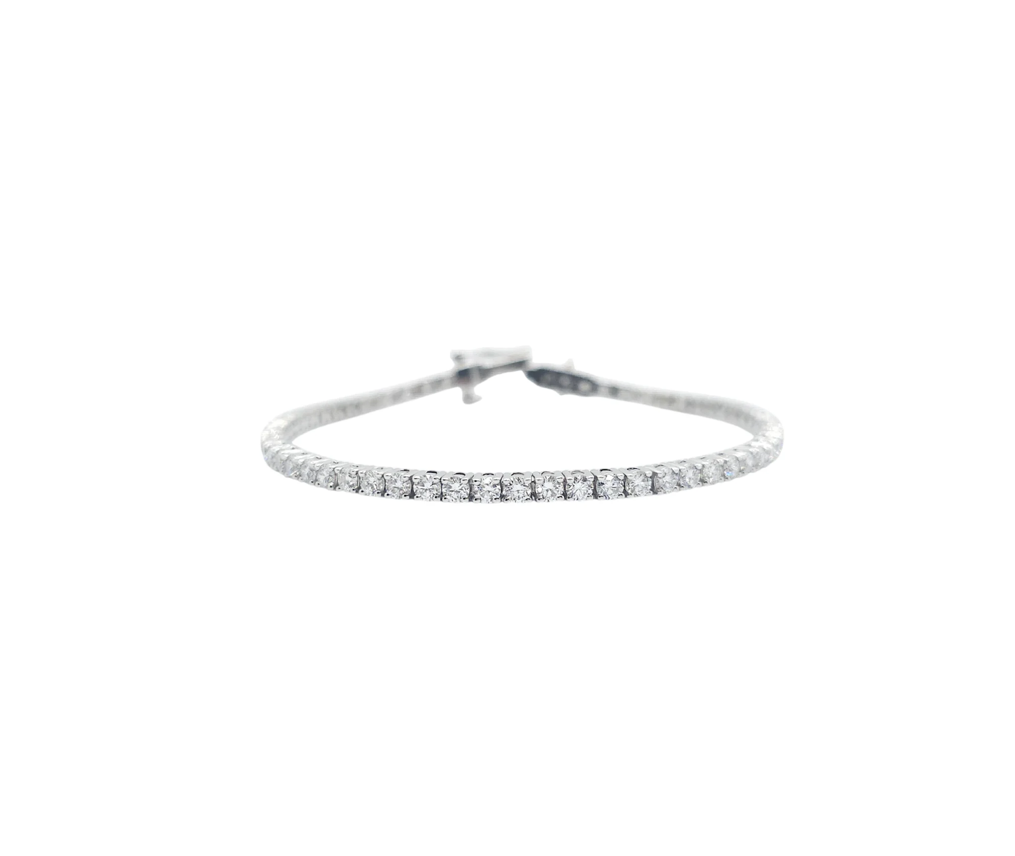 14K White Gold Round Brilliant Cut Lab Grown Diamond Bracelet (3.71ctw-6pt each)