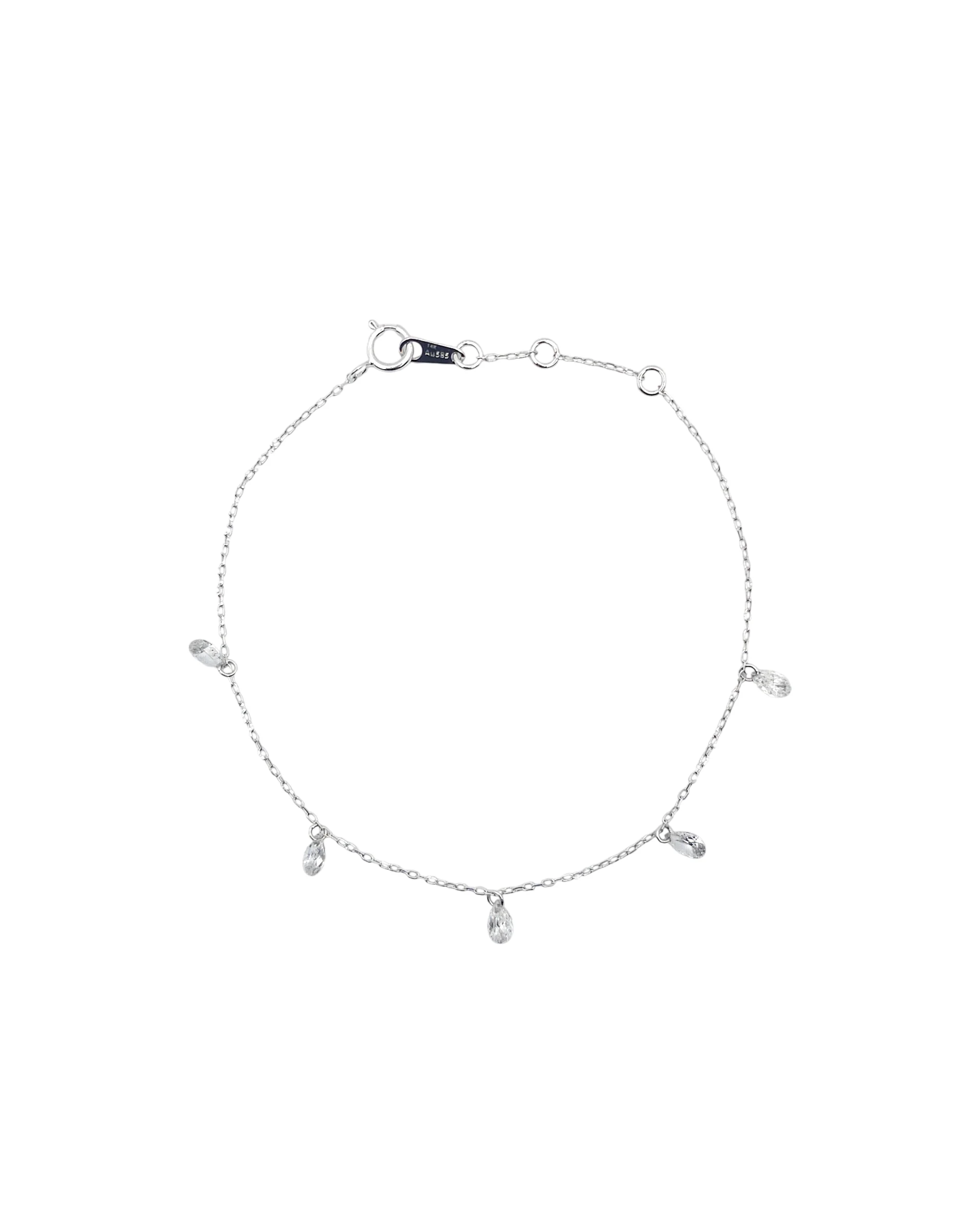 14K Gold Charm Bracelet with 5 Pear Brilliant Cut Lab Grown Diamonds