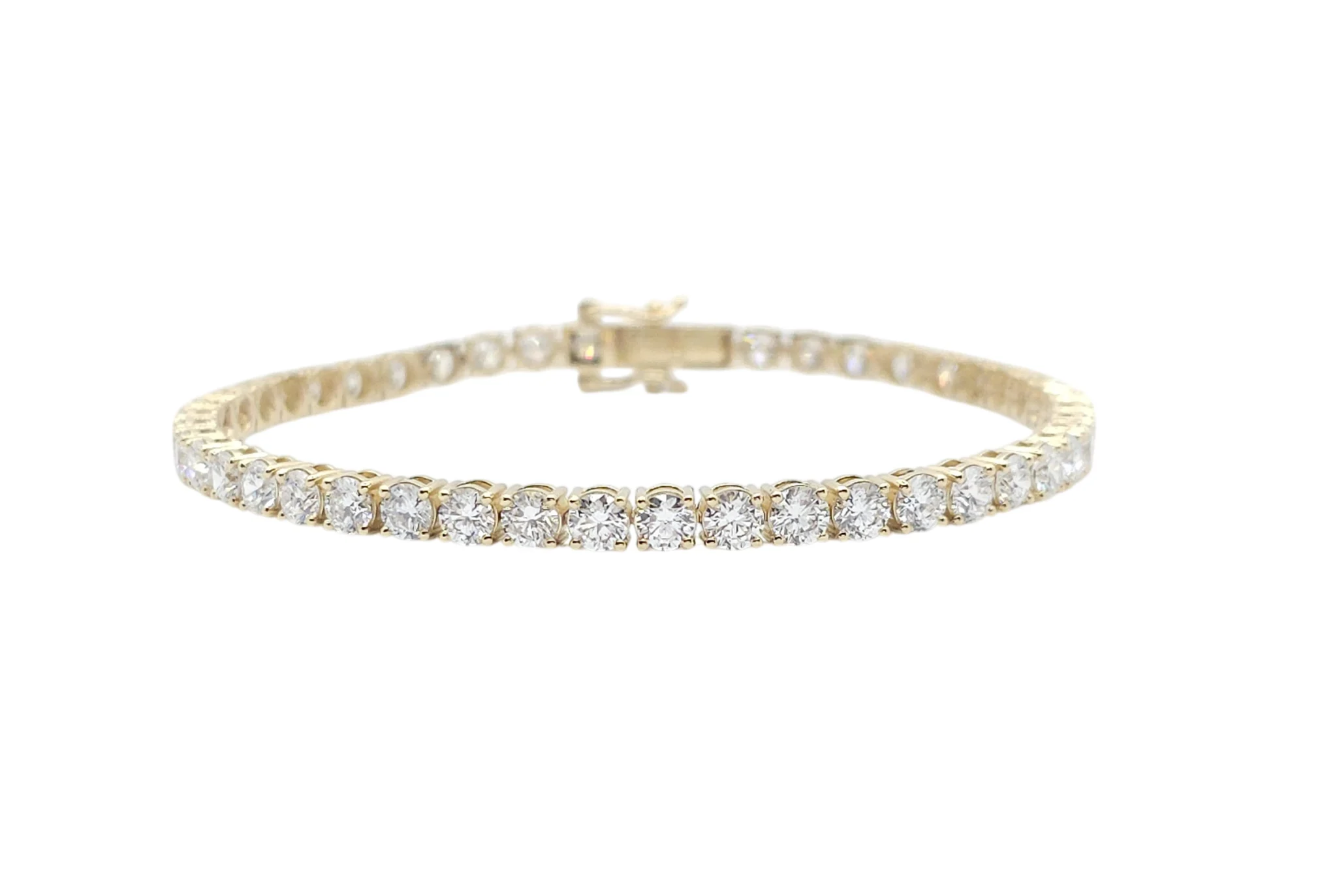 14K Yellow Gold Round Brilliant Cut Lab Grown Diamond Tennis Bracelet (9.90ctw-21pt each)