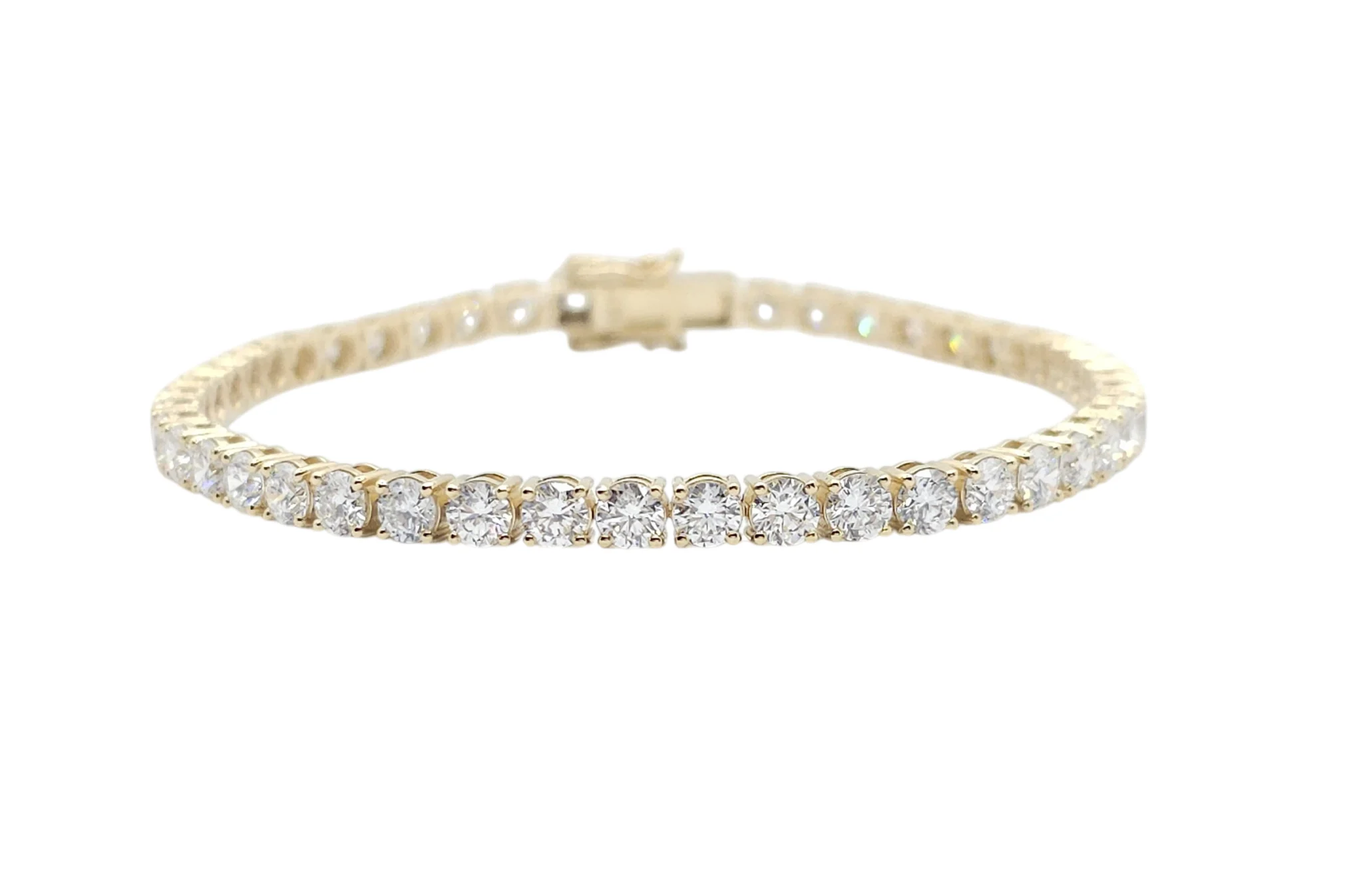14K Yellow Gold Round Brilliant Cut Lab Grown Diamond Tennis Bracelet (10.60ctw-27pt each)