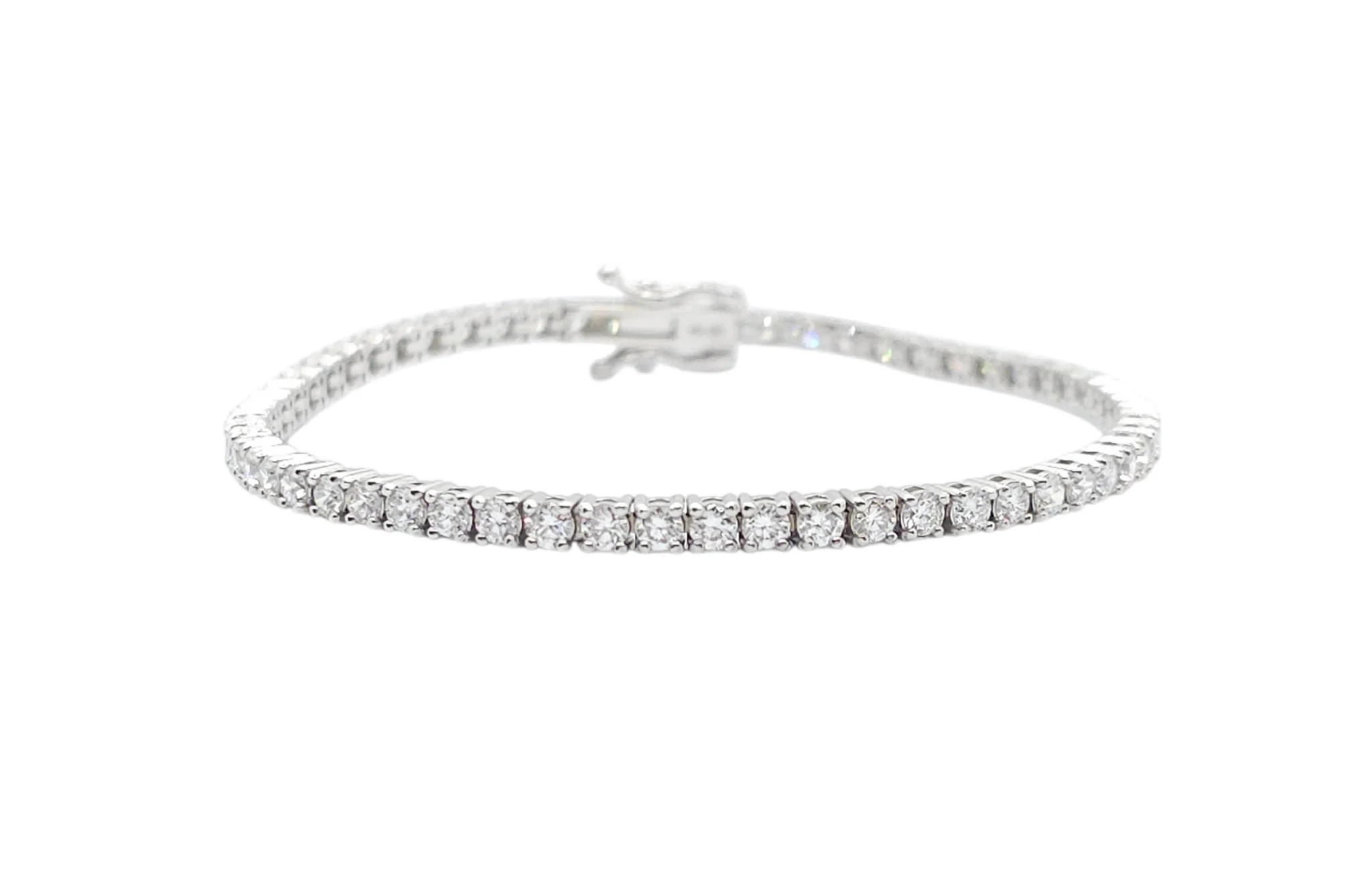 14K White Gold Round Brilliant Cut Lab Grown Diamond Tennis Bracelet (2.22ctw-3pt each)