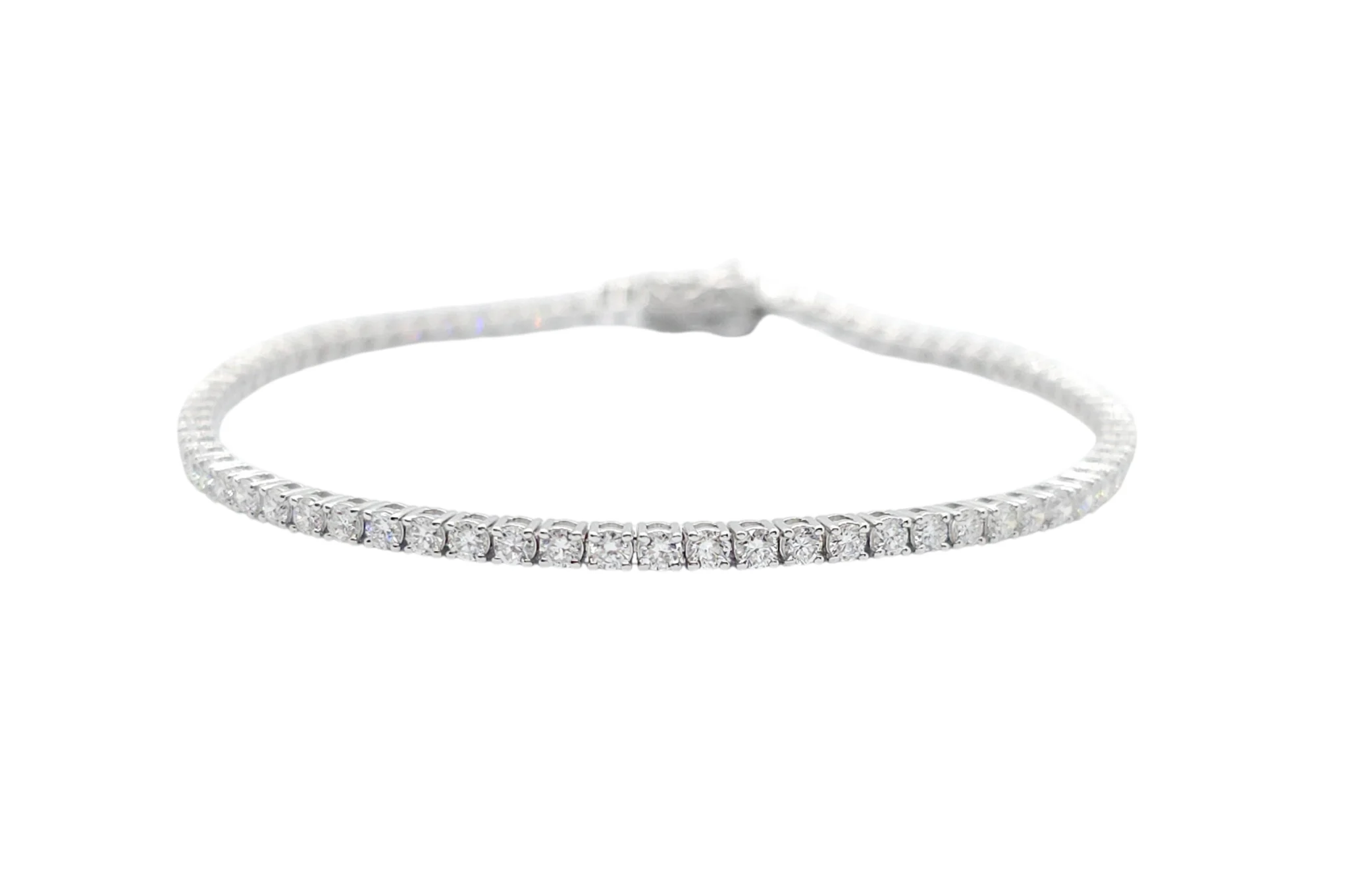 14K White Gold Round Brilliant Cut Lab Grown Diamond Tennis Bracelet (3.06ctw-5pt each)