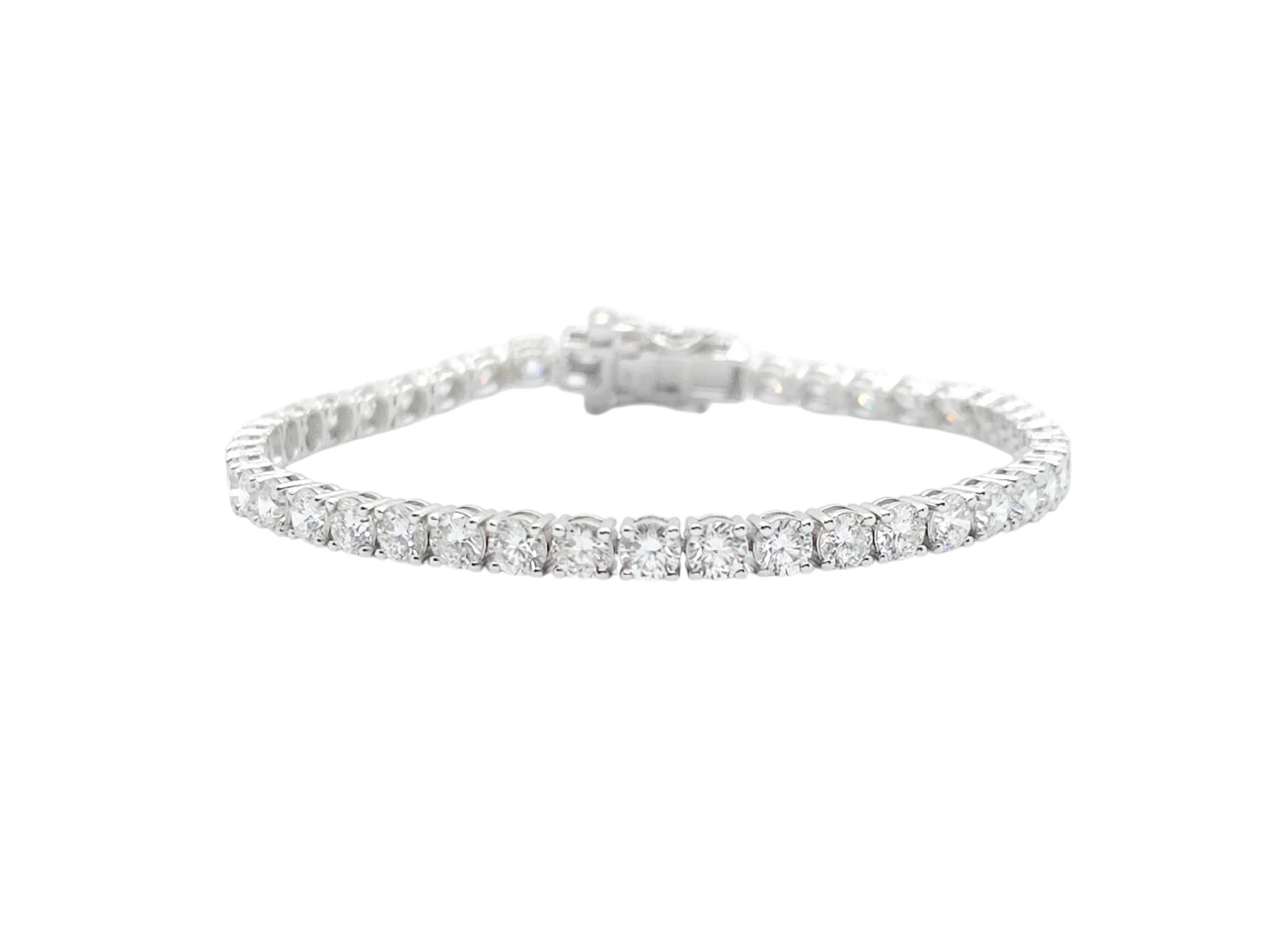 14K White Gold Round Brilliant Cut Lab Grown Diamond Tennis Bracelet (6.65ctw-15pt each)